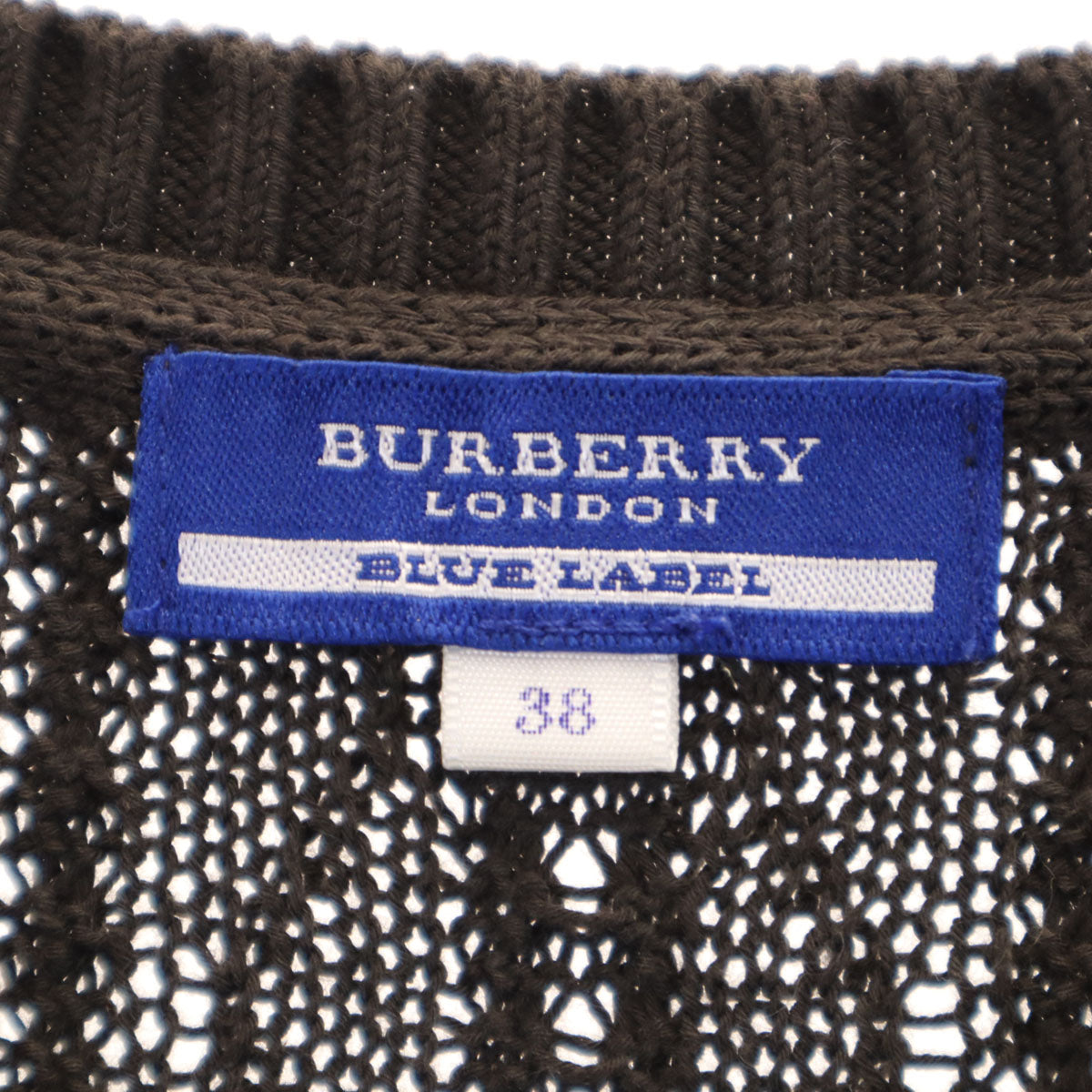 BURBERRY LONDON BLUE LABEL バーバリー ロンドン ブルーレーベル フレンチスリーブ ニット チュニック 38 ブラウン 三陽商会 レディース