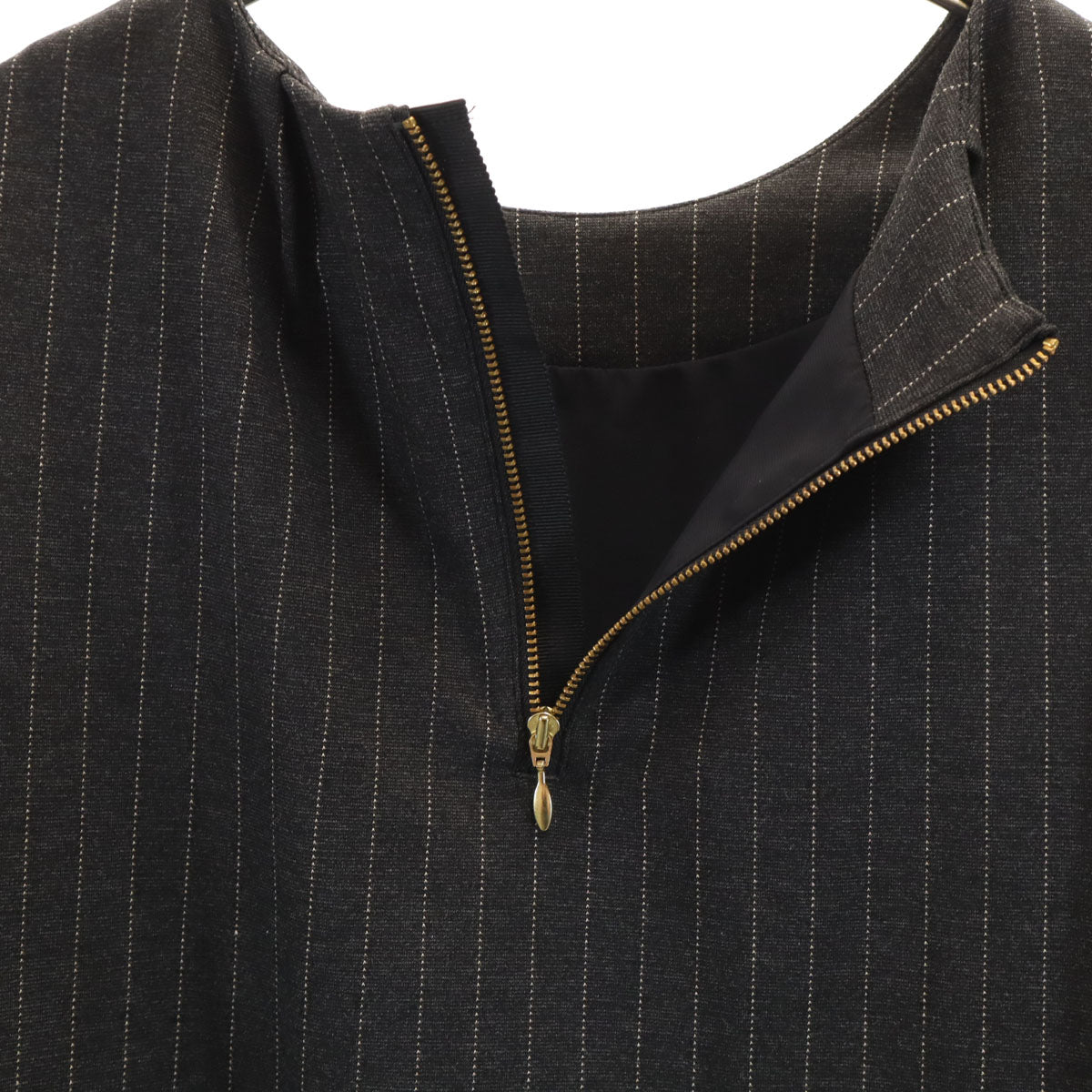 UNITED ARROWS GREEN LABEL RELAXING ユナイテッドアローズ グリーンレーベルリラクシング ストライプ柄 7分袖 レイヤード ブラウス チャコールグレー レディース