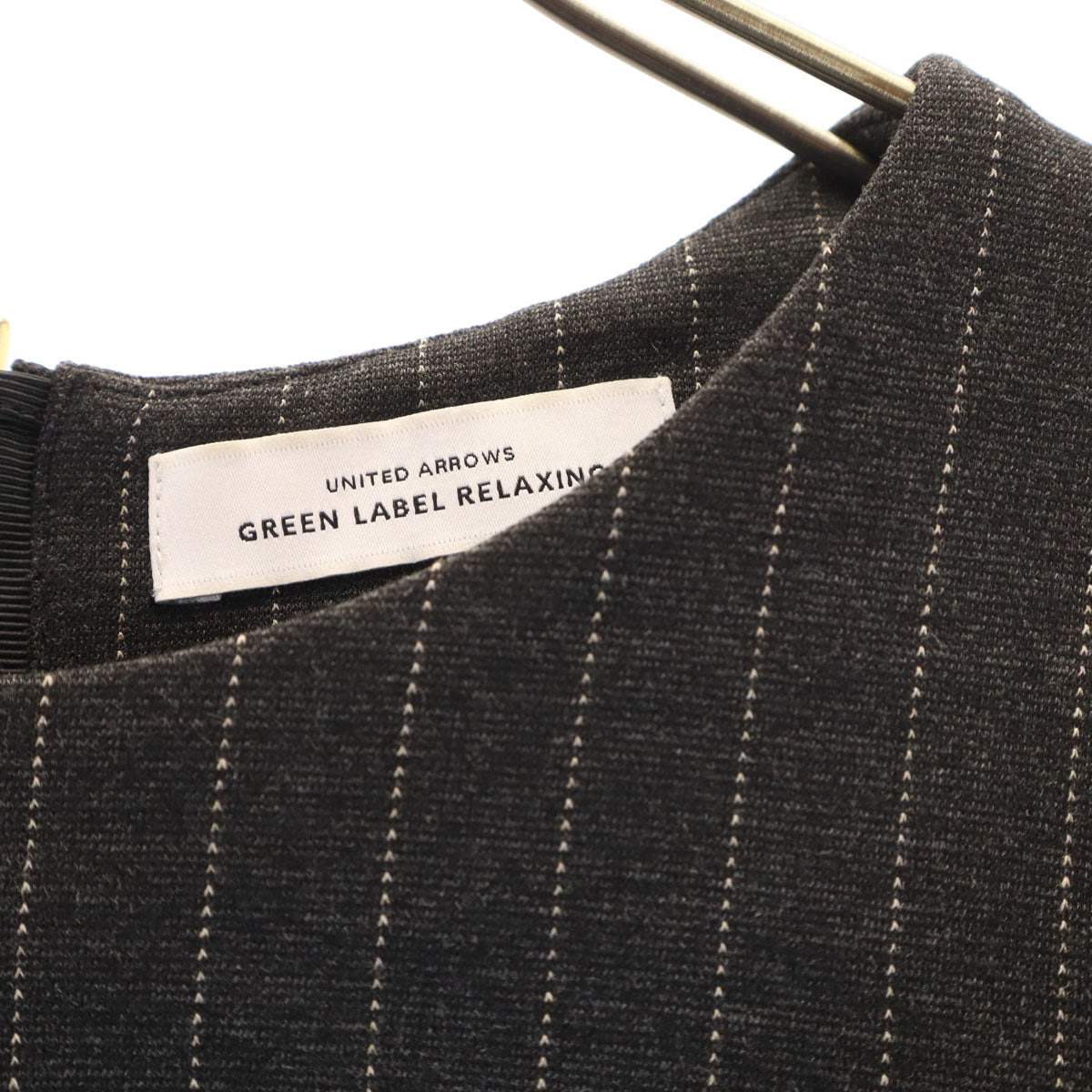 UNITED ARROWS GREEN LABEL RELAXING ユナイテッドアローズ グリーンレーベルリラクシング ストライプ柄 7分袖 レイヤード ブラウス チャコールグレー レディース