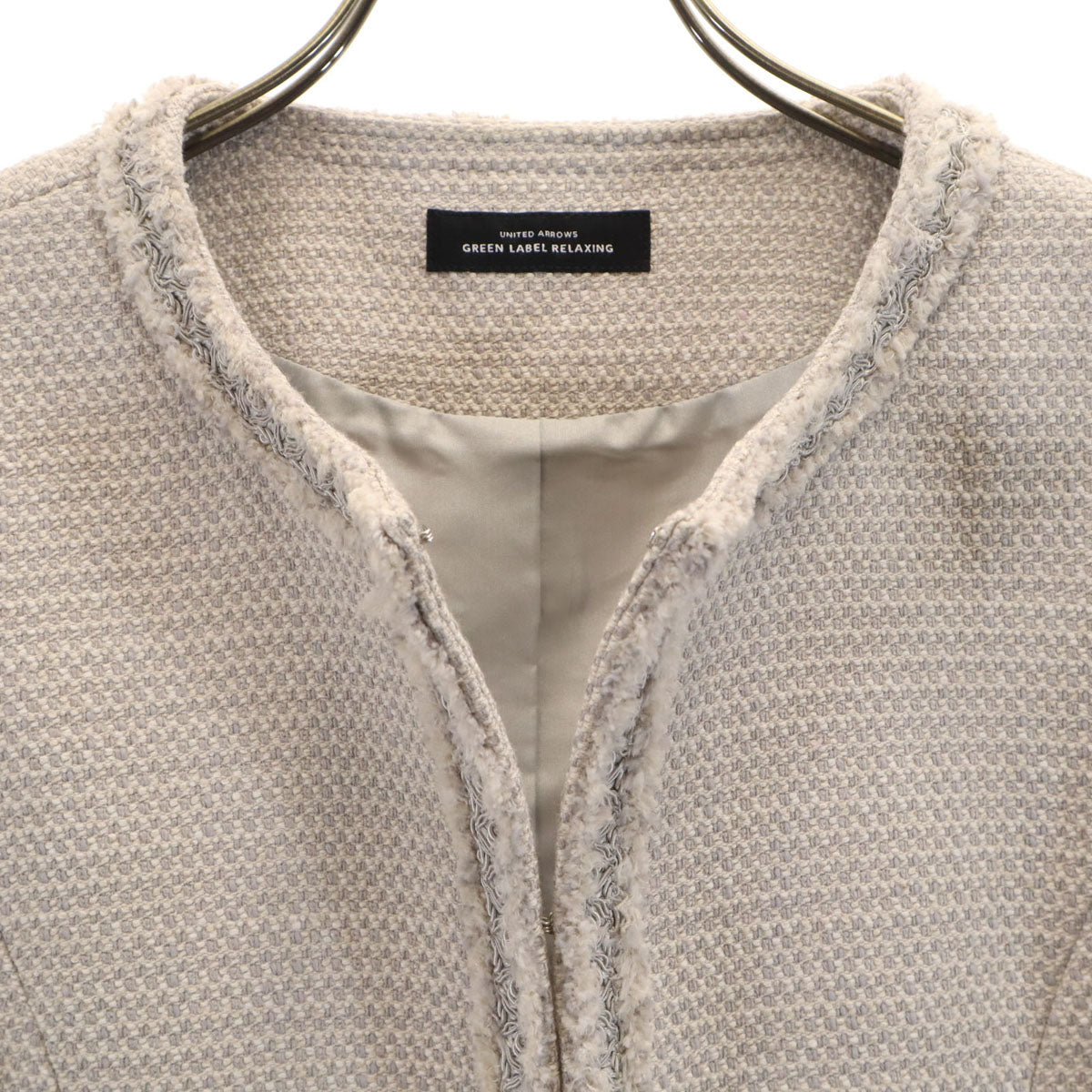 UNITED ARROWS GREEN LABEL RELAXING ユナイテッドアローズ グリーンレーベルリラクシング ノーカラージャケット 36 グレー レディース