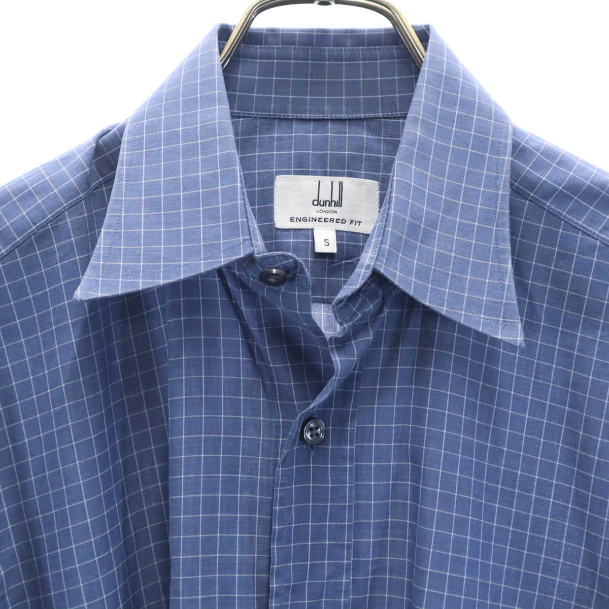 Dunhill ダンヒル チェック柄 長袖 エンジニアードフィット コットンシャツ S ネイビー メンズ