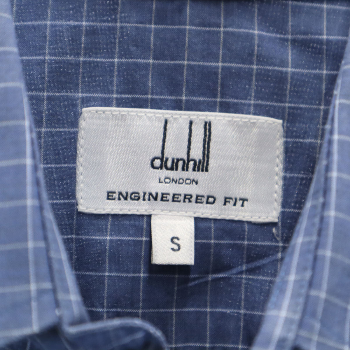 Dunhill ダンヒル チェック柄 長袖 エンジニアードフィット コットンシャツ S ネイビー メンズ