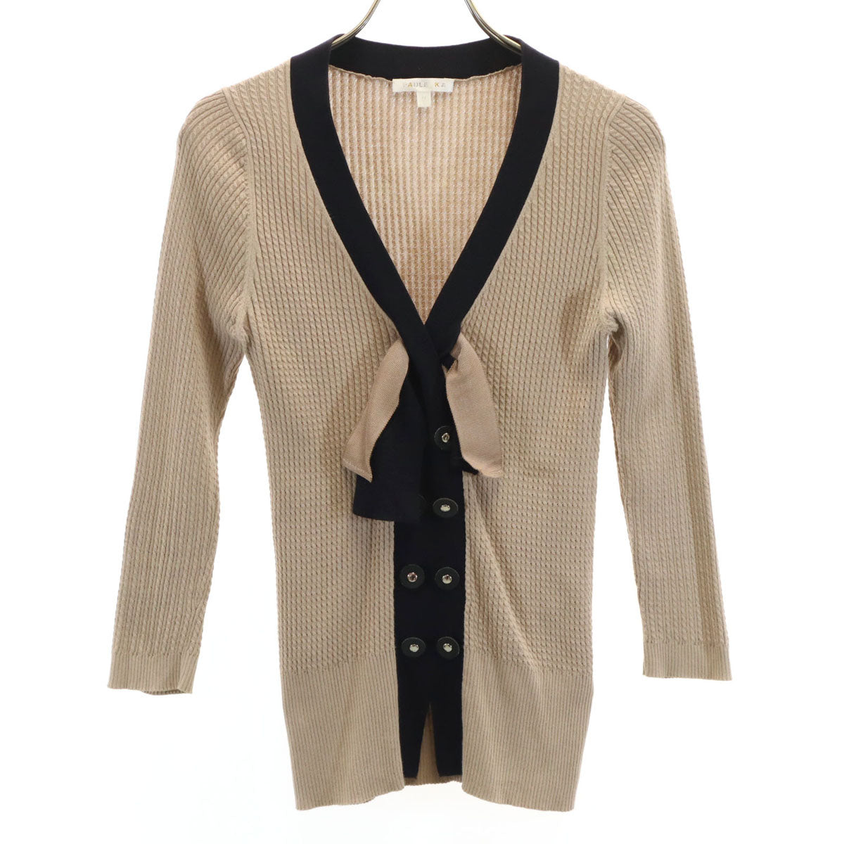 PAULE KA ポールカ 7分袖 Vネック ニット M ベージュ レディース