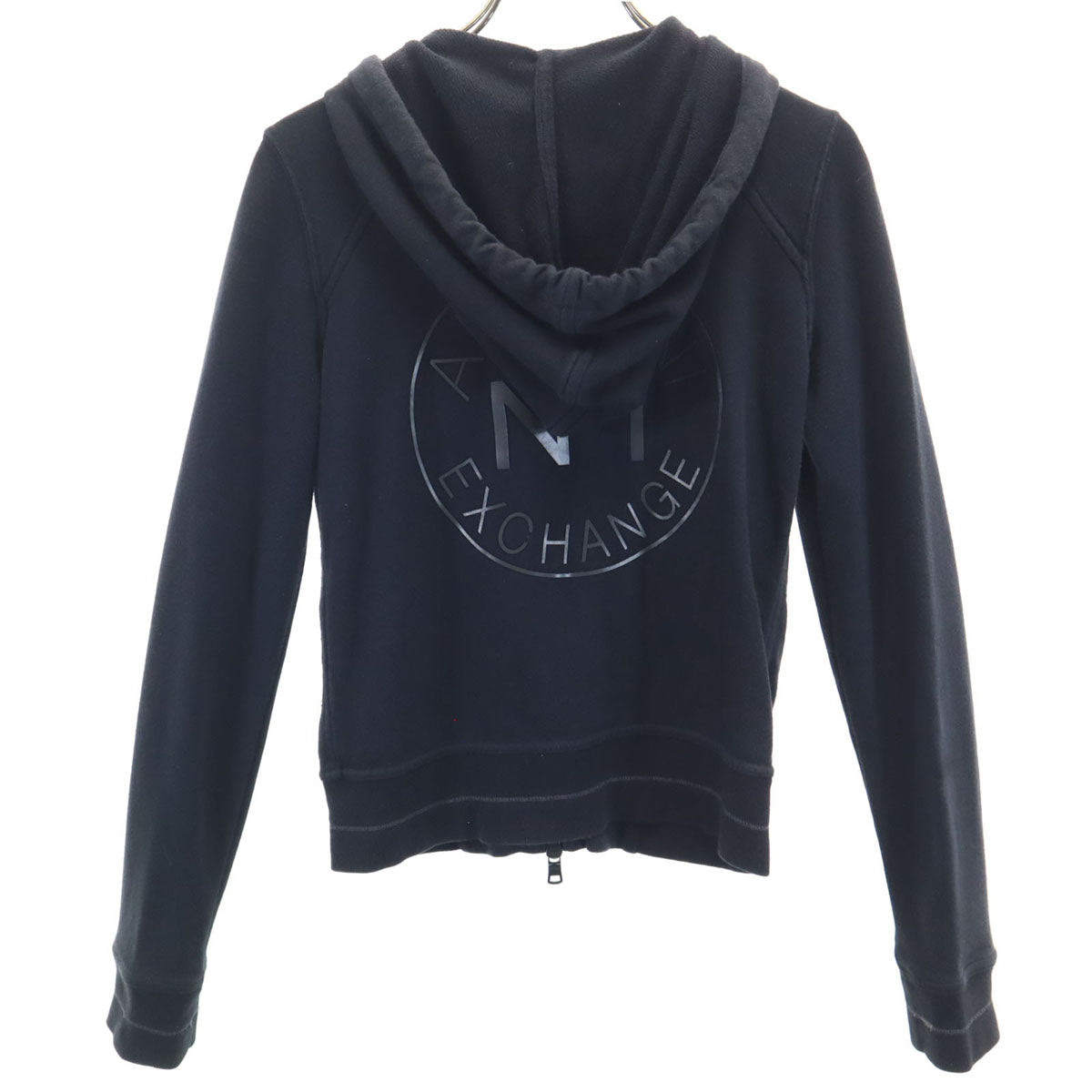 ARMANI EXCHANGE アルマーニエクスチェンジ バックロゴ 長袖 スウェット ジップパーカー XS ブラック レディース