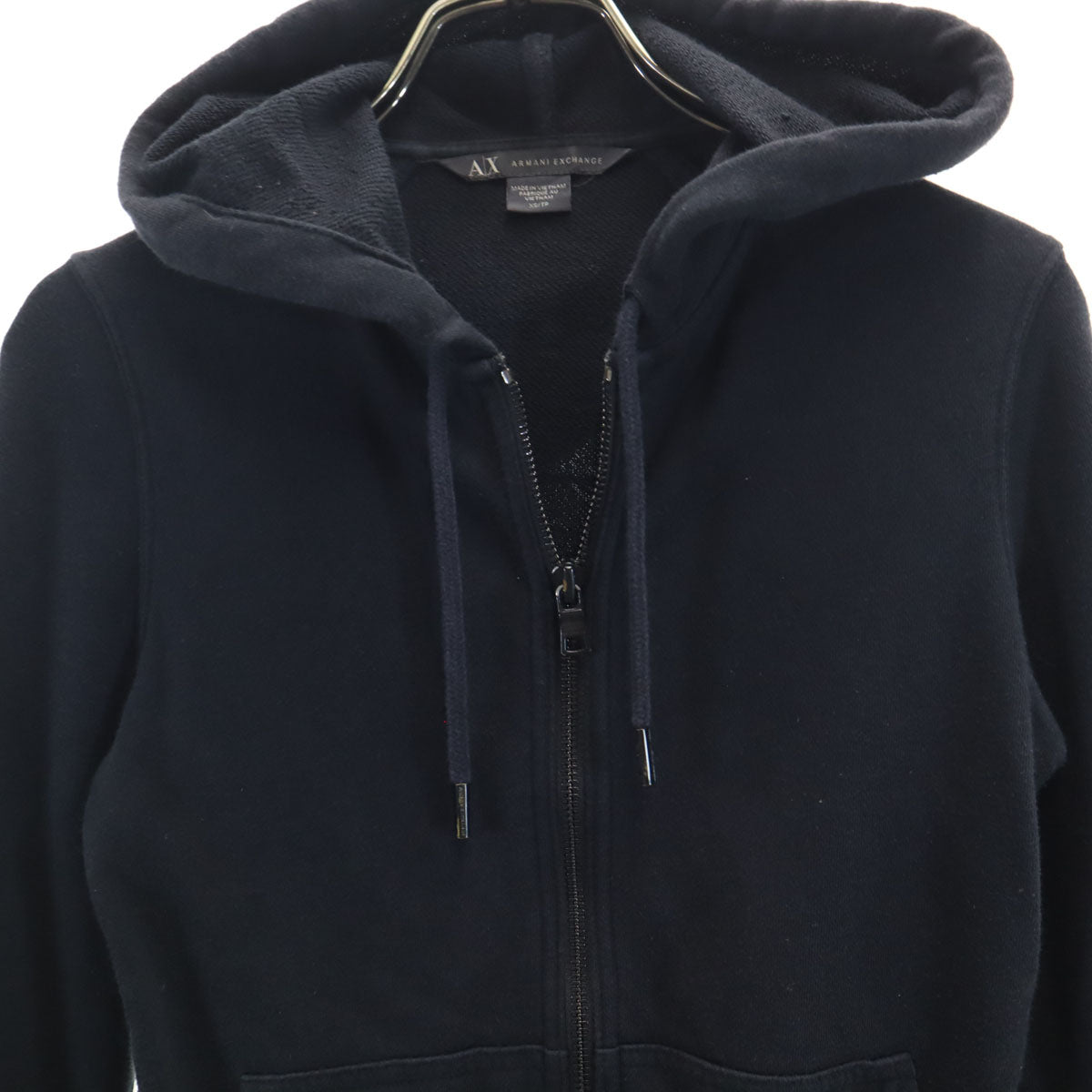ARMANI EXCHANGE アルマーニエクスチェンジ バックロゴ 長袖 スウェット ジップパーカー XS ブラック レディース