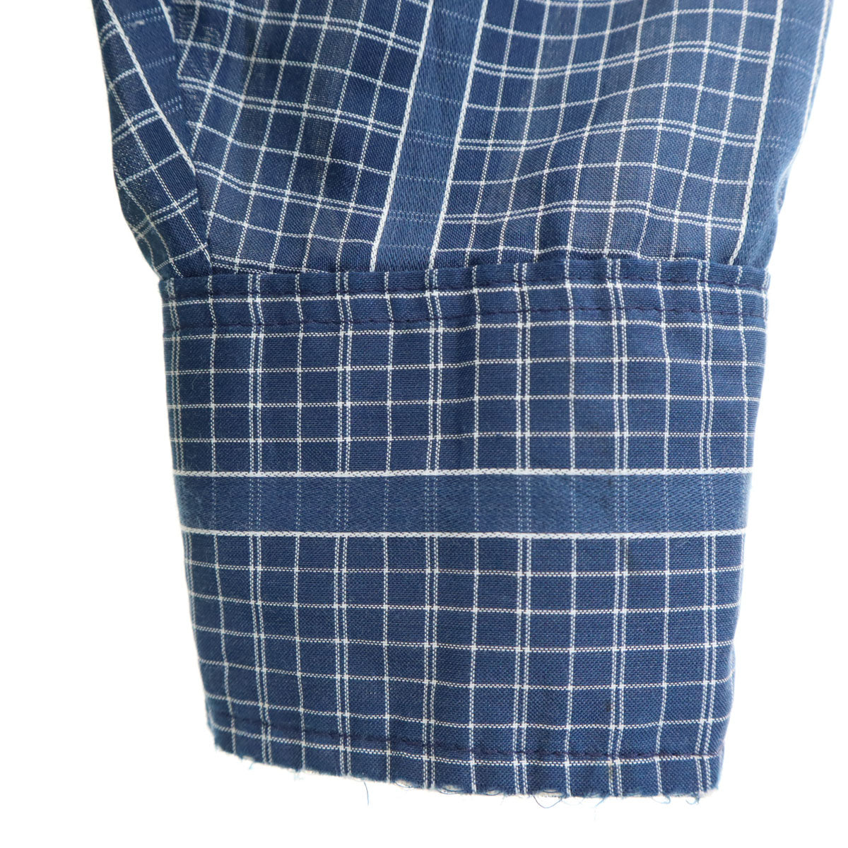VAN HEUSEN ヴァンヒューゼン 70s 80s ヴィンテージ 衿芯 チェック柄 長袖 シャツ ブルー メンズ