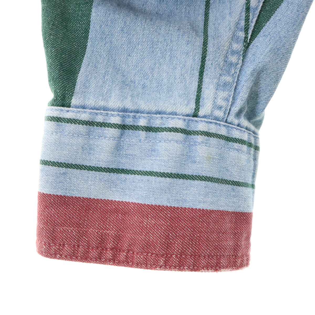 CHAPS RALPH LAUREN チャップスラルフローレン 80s ヴィンテージ マルチカラー ストライプ柄 長袖 コットンシャツ M ブルー メンズ