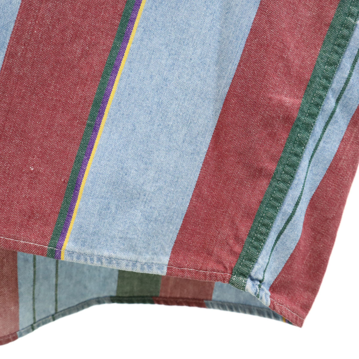 CHAPS RALPH LAUREN チャップスラルフローレン 80s ヴィンテージ マルチカラー ストライプ柄 長袖 コットンシャツ M ブルー メンズ