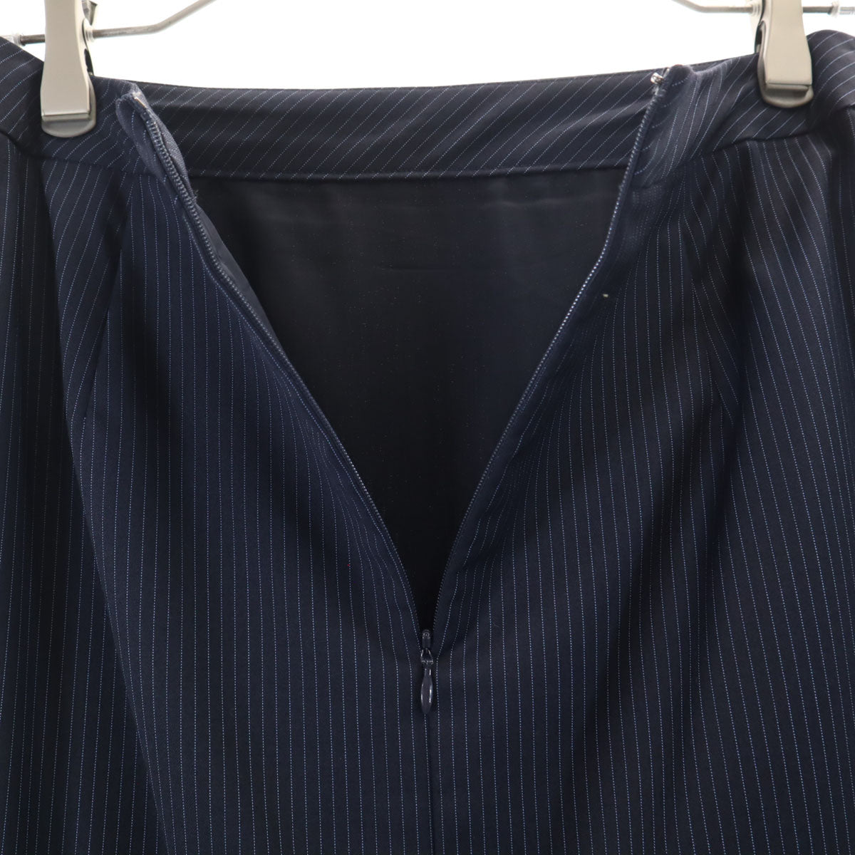 Aquascutum アクアスキュータム 日本製 ストライプ柄 スカートスーツ 上下 セットアップ 8 ネイビー レディース