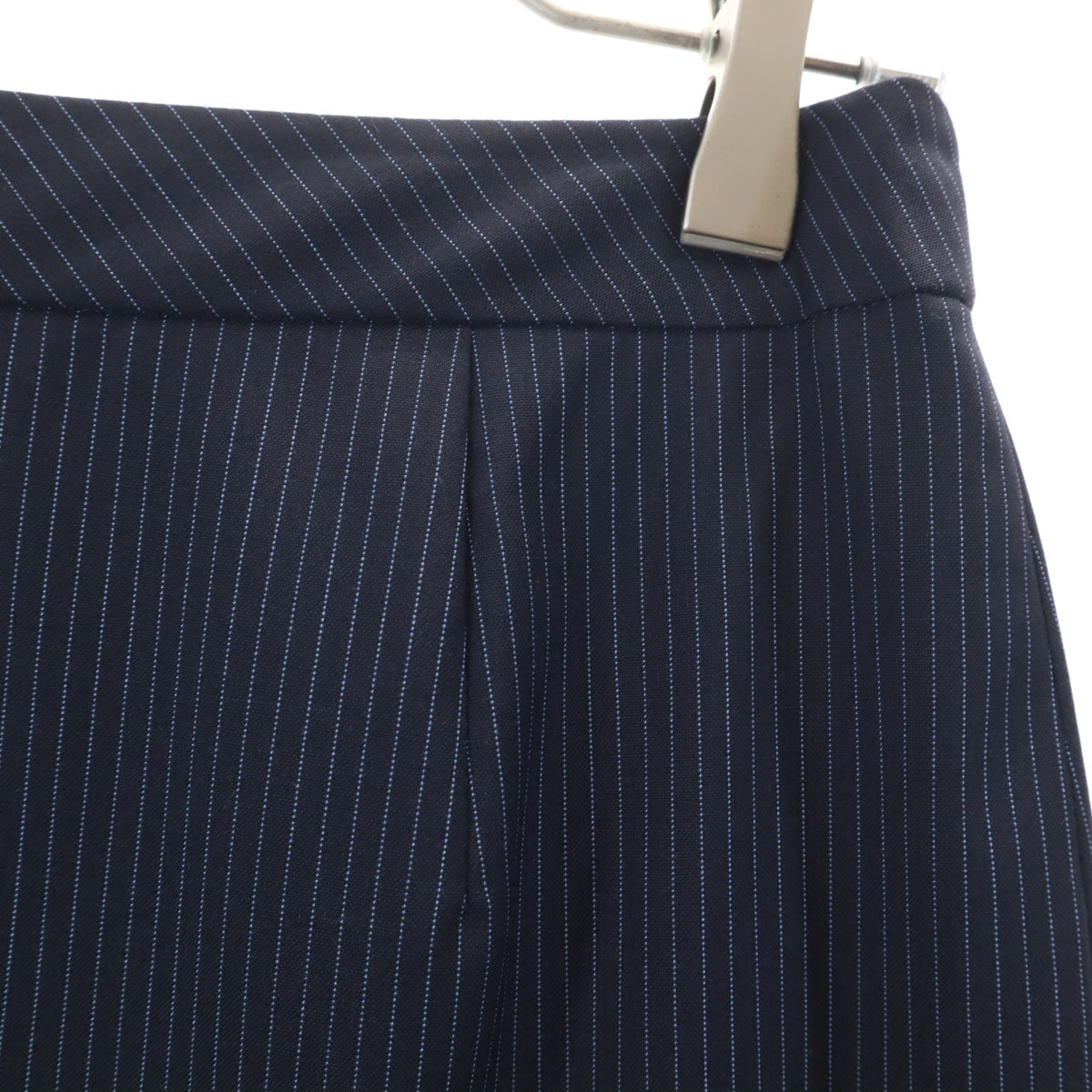 Aquascutum アクアスキュータム 日本製 ストライプ柄 スカートスーツ 上下 セットアップ 8 ネイビー レディース