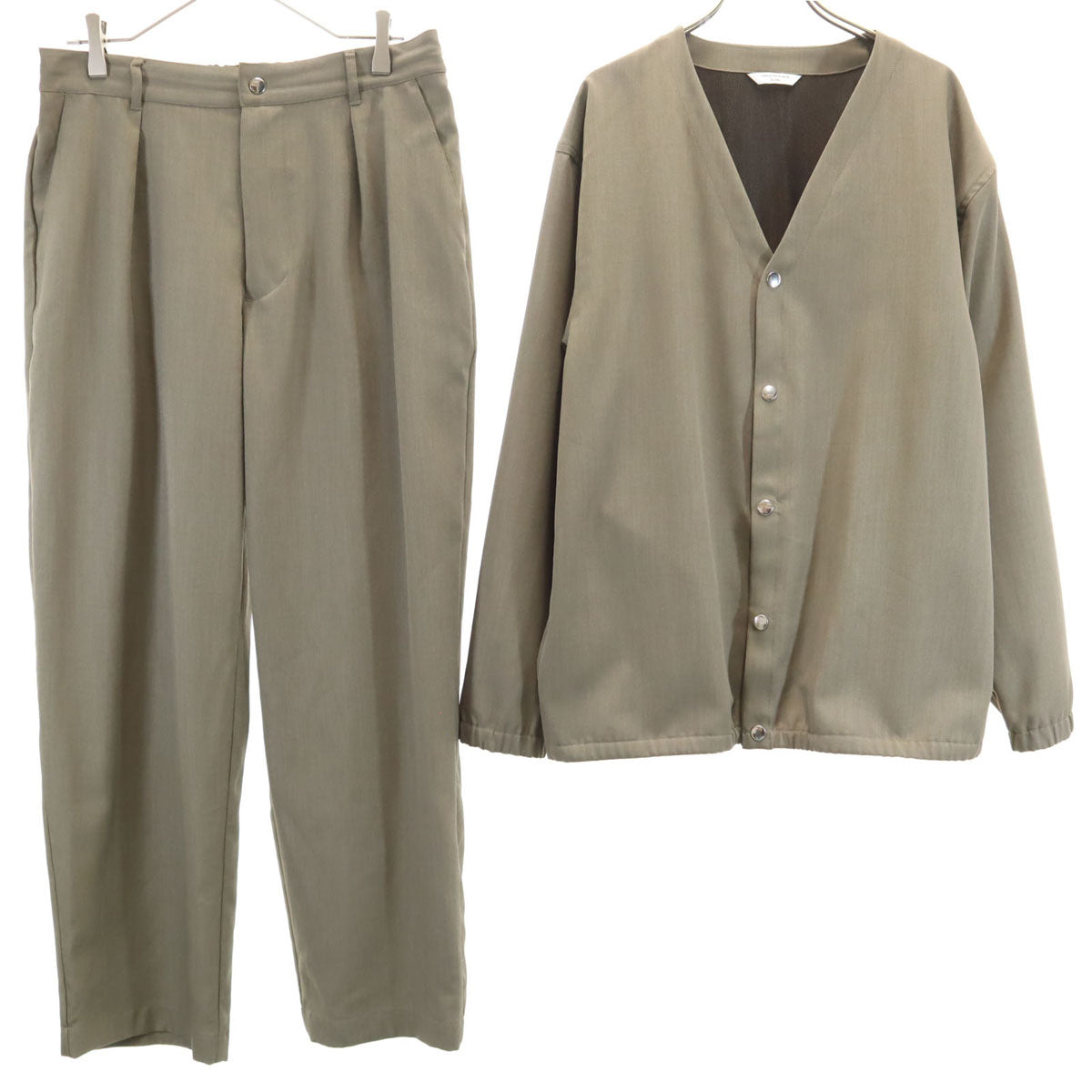 URBAN RESEARCH DOORS アーバンリサーチドアーズ セオアルファ ノーカラージャケット 上下 セットアップ L オリーブ メンズ