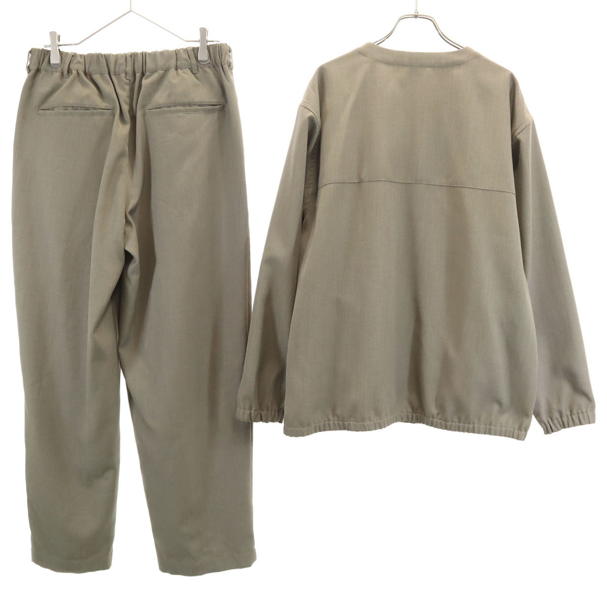 URBAN RESEARCH DOORS アーバンリサーチドアーズ セオアルファ ノーカラージャケット 上下 セットアップ L オリーブ メンズ