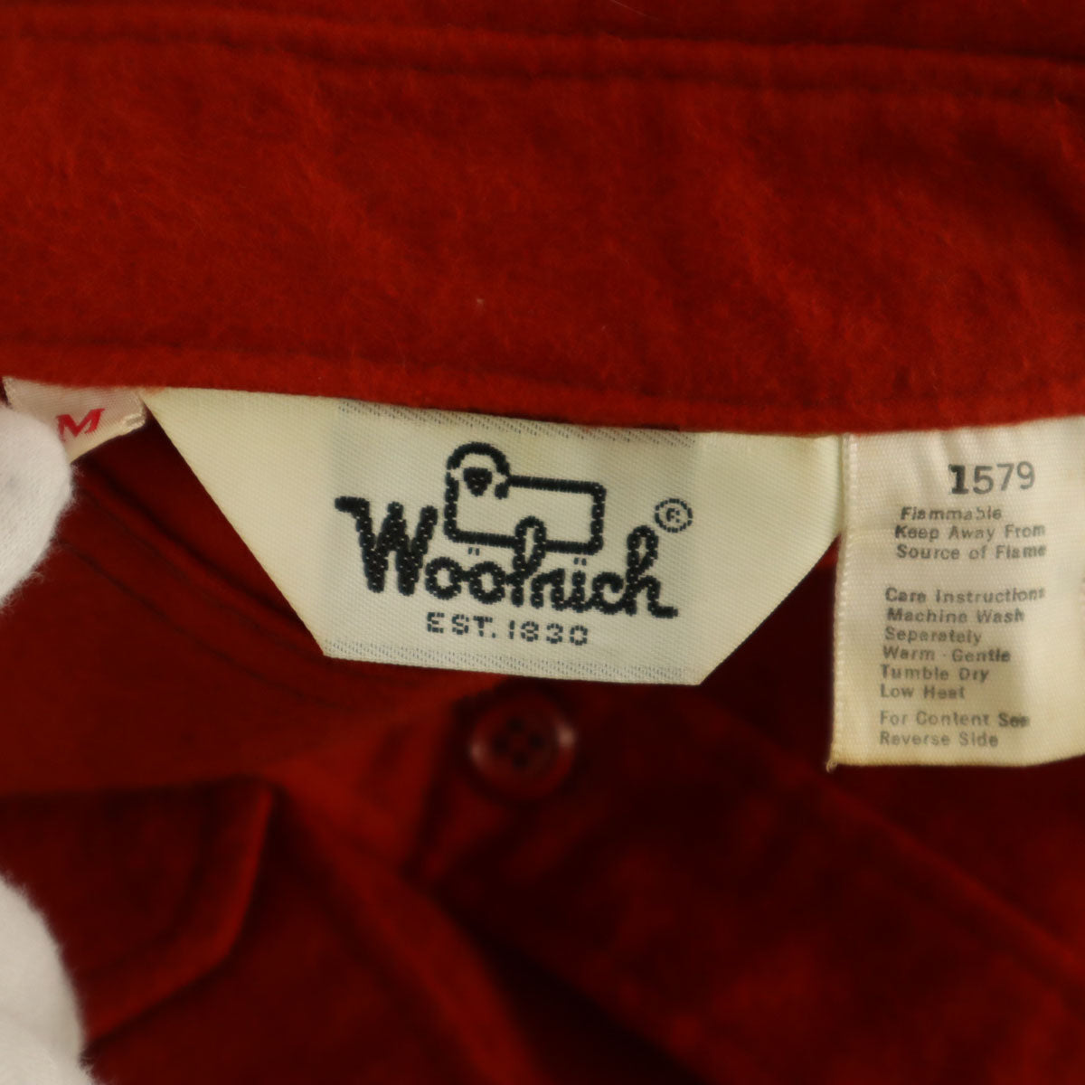 WOOLRICH ウールリッチ 70s ヴィンテージ USA製 白タグ 長袖 シャモアクロス シャツ M レッド アウトドア メンズ