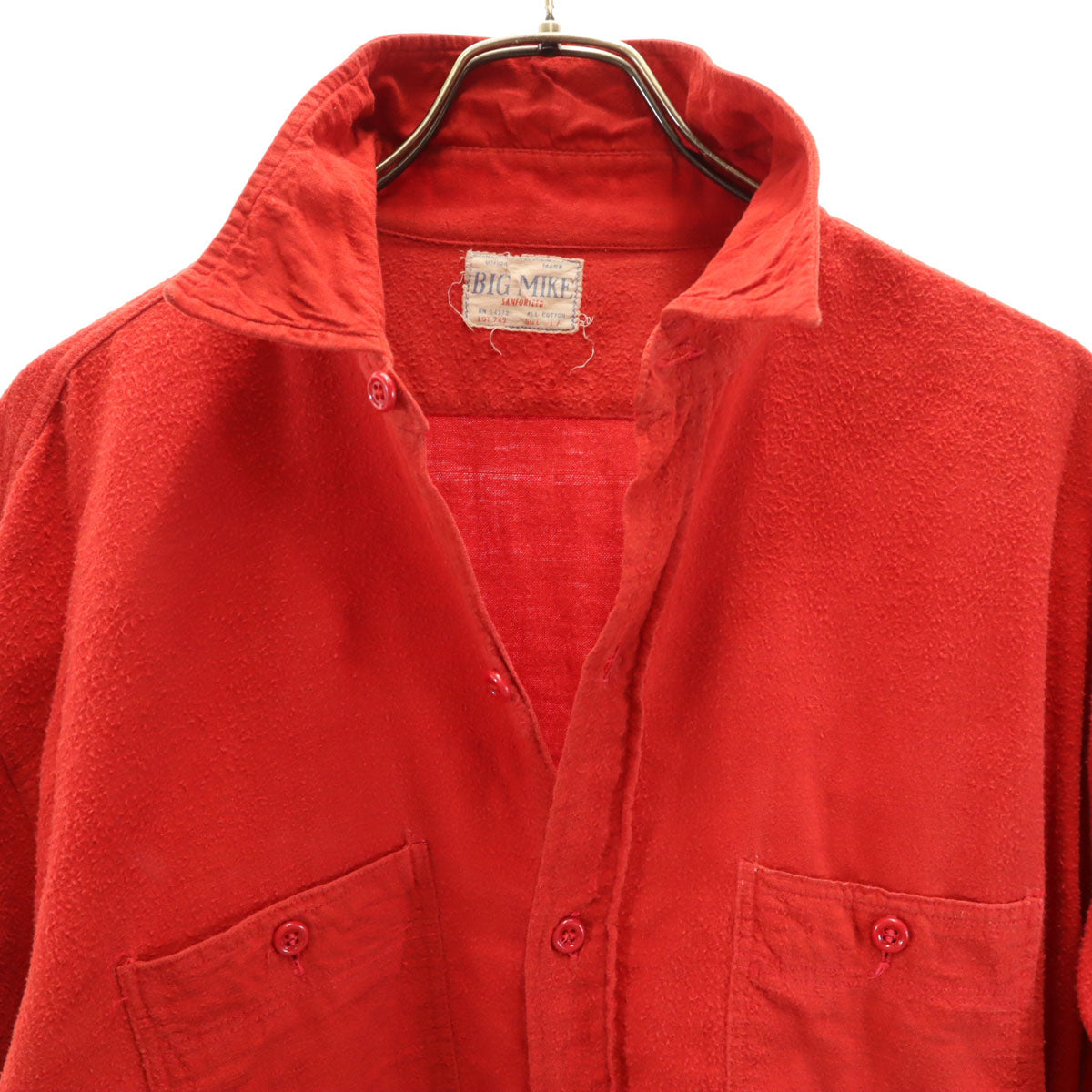 ビッグマイク 70s ヴィンテージ 長袖 コットンシャツ 17 レッド メンズ