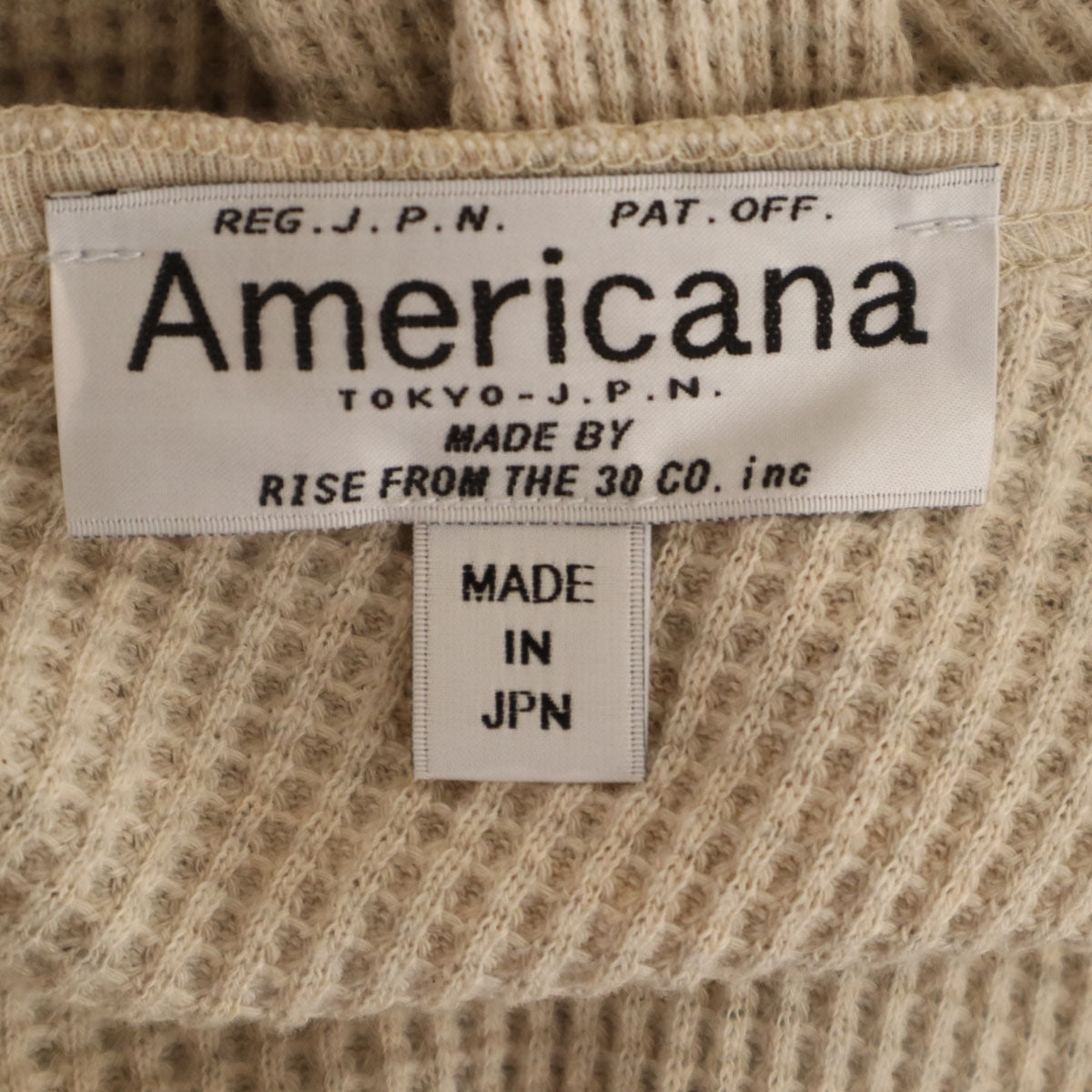 AMERICANA アメリカーナ 日本製 長袖 サーマル カットソー ベージュ ワッフル レディース