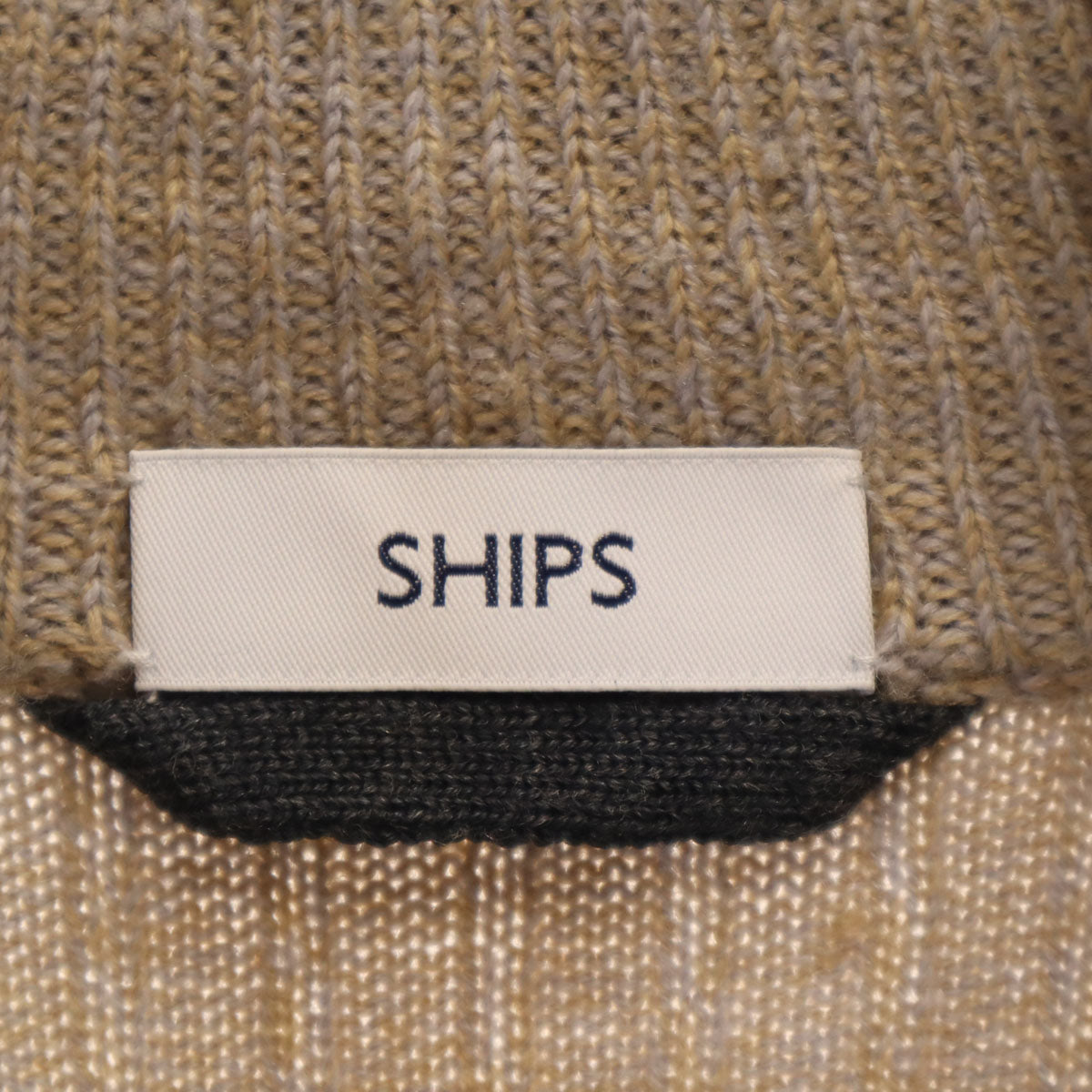 SHIPS シップス 長袖 ショールカラー ニットカーディガン L グレージュ メンズ