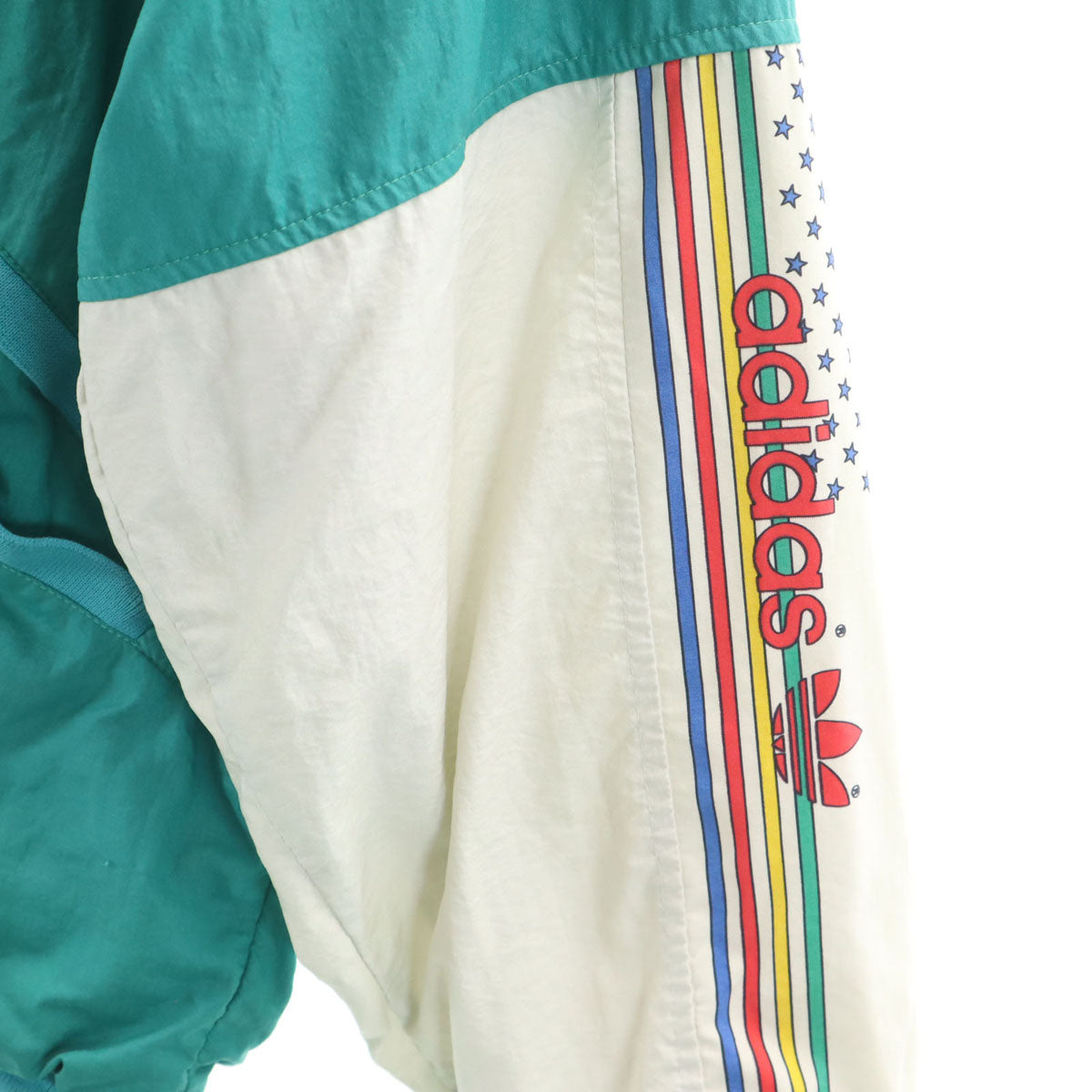 adidas アディダス 70s 80s フランス製 VENTEX ヴィンテージ プルオーバー ナイロンジャケット L エメラルドグリーン メンズ