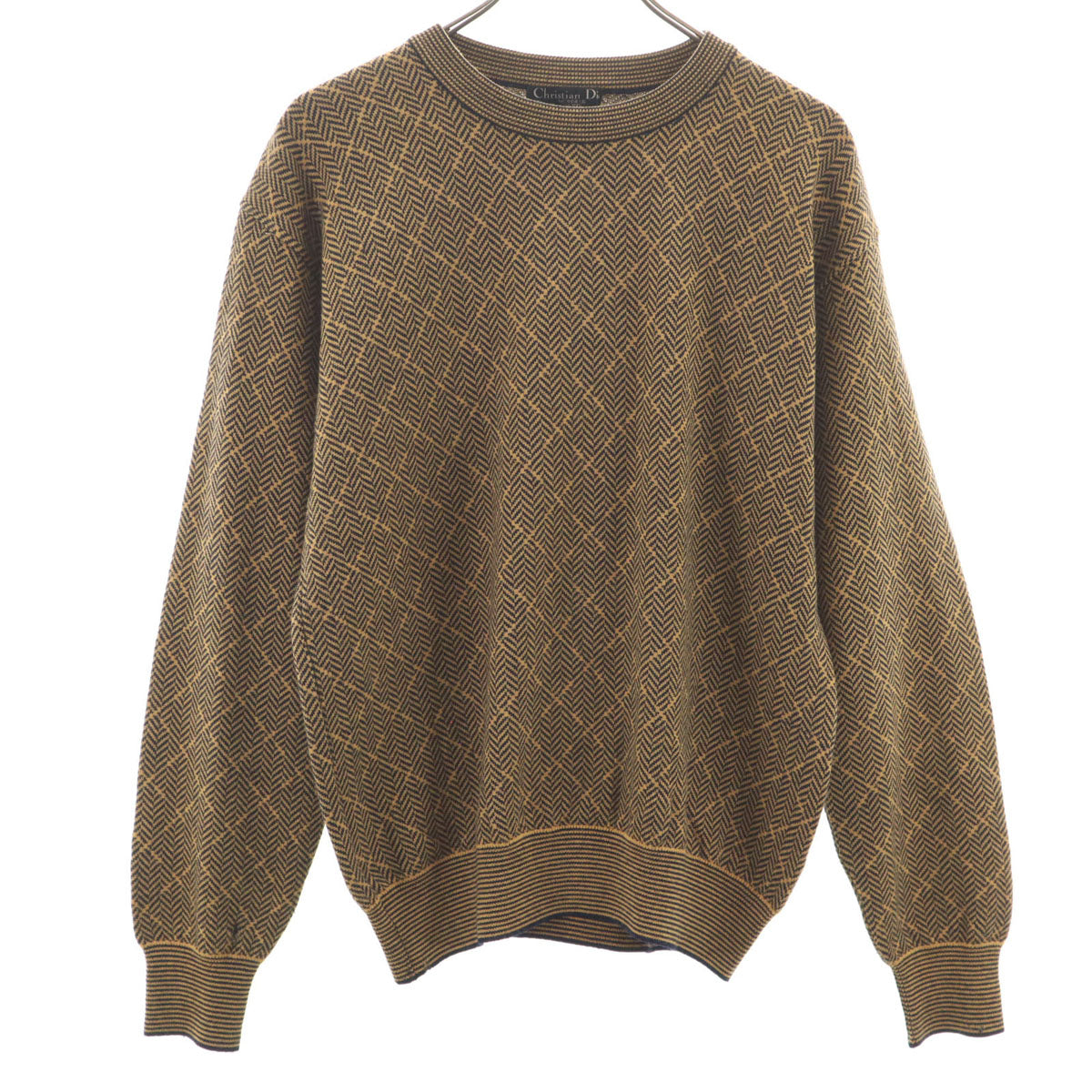 Christian Dior MONSIEUR SPORTS クリスチャンディオール ムッシュ スポーツ 90s オールド 総柄 長袖 セーター M キャメル ニット メンズ