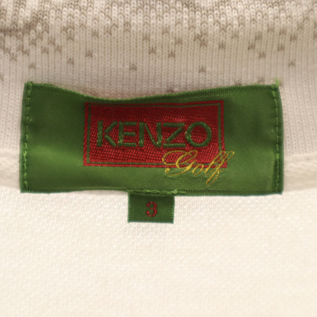 KENZO GOLF ケンゾーゴルフ 90s 日本製 オールド 長袖 ポロシャツ 3 ホワイト メンズ