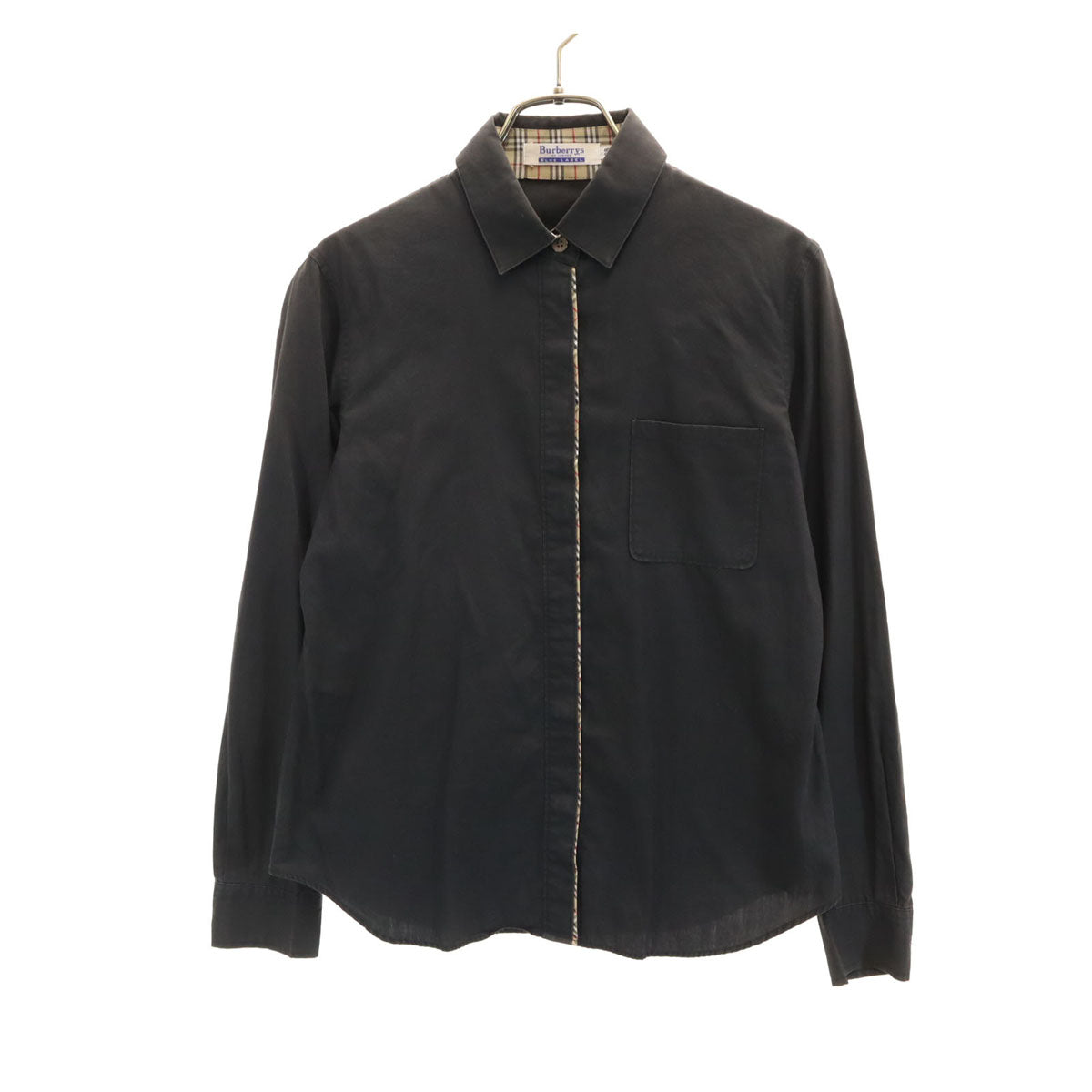Burberrys OF LOINDON BLUE LABEL バーバリーズ オブ ロンドン ブルーレーベル 90s オールド 長袖 シャツ 38 ブラック 三陽商会 レディース