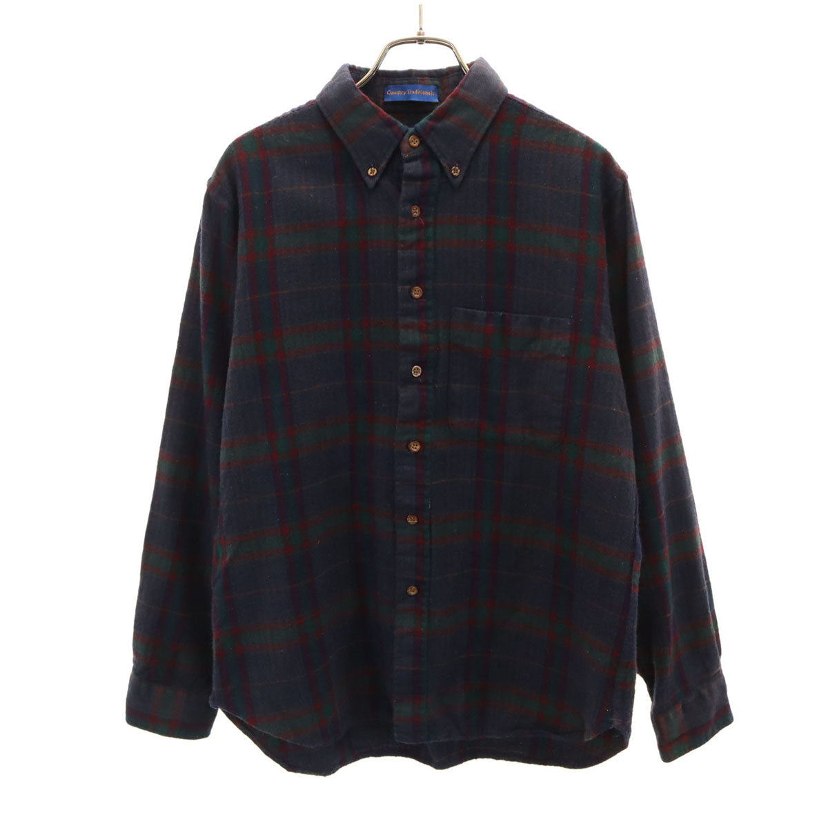 PENDLETON ペンドルトン 70s 80s USA製 ヴィンテージ チェック柄 長袖 フランネル ボタンダウンシャツ L ネイビー メンズ