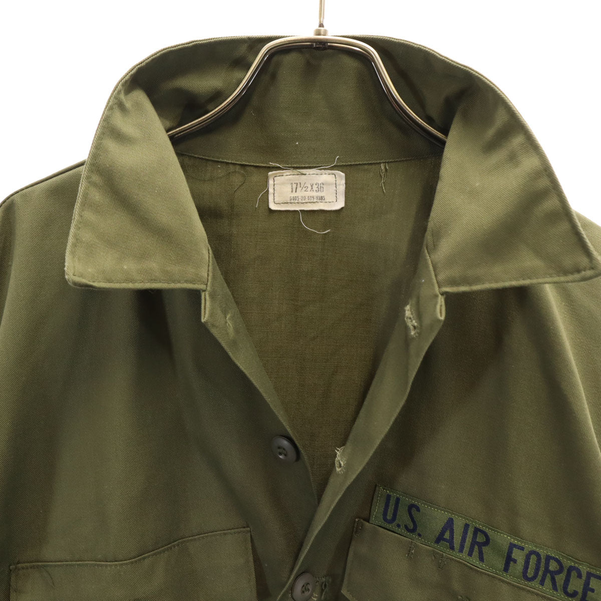 US ARMY アメリカ軍 70s DSA ヴィンテージ ユーティリティ 長袖 ユーティリティ シャツ 17 1/2-36 カーキ ミリタリー メンズ