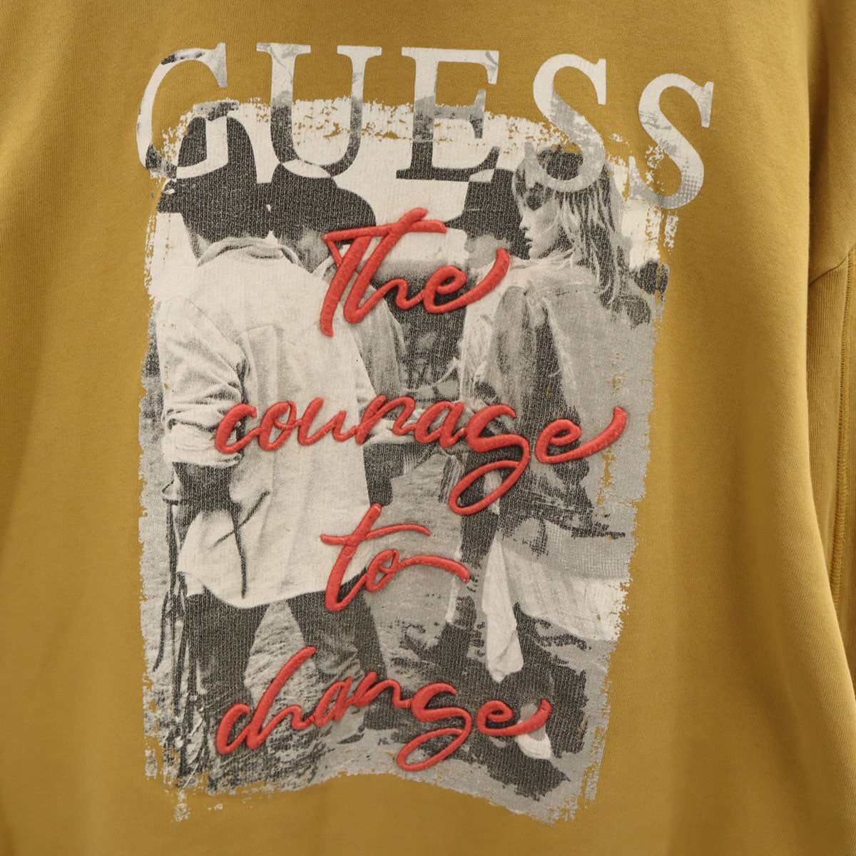 Guess ゲス 長袖 スウェットパーカー XL マスタード プルオーバー 裏起毛 メンズ