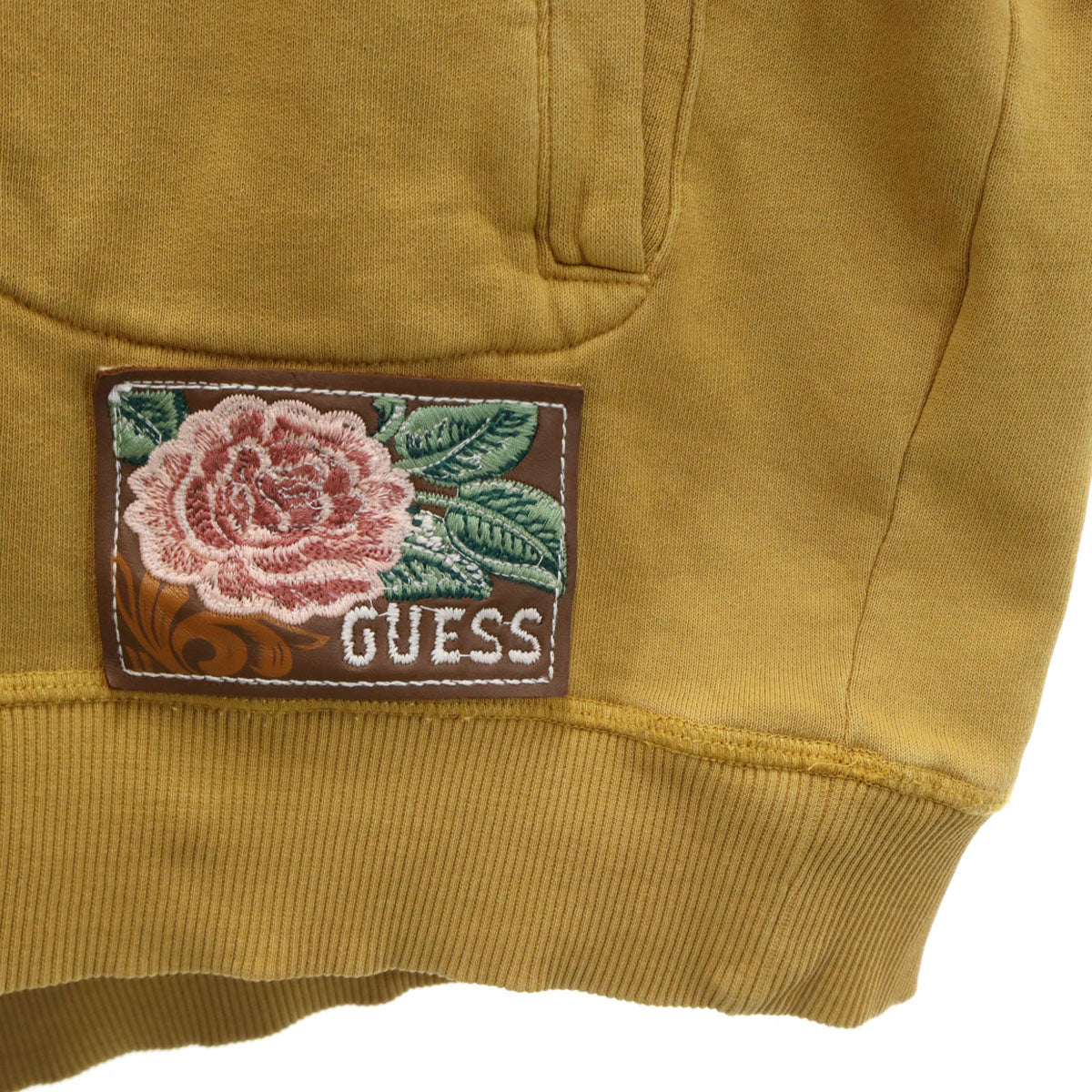 Guess ゲス 長袖 スウェットパーカー XL マスタード プルオーバー 裏起毛 メンズ
