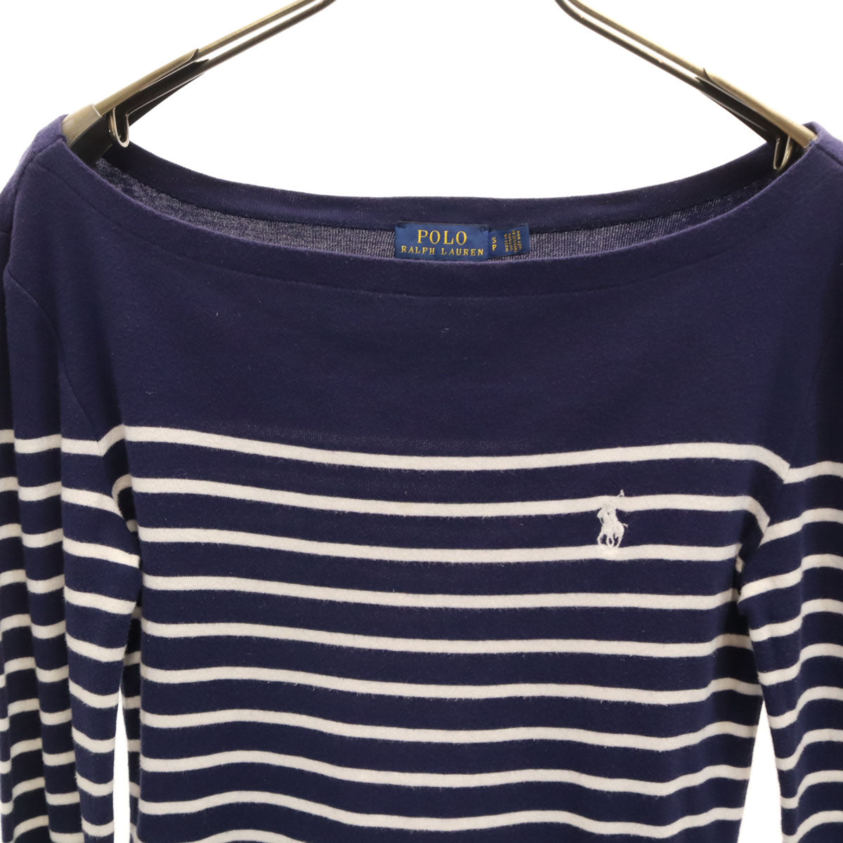 POLO RALPH LAUREN ポロラルフローレン ボーダー柄 長袖 ボートネック Tシャツ S ネイビー ロンT レディース