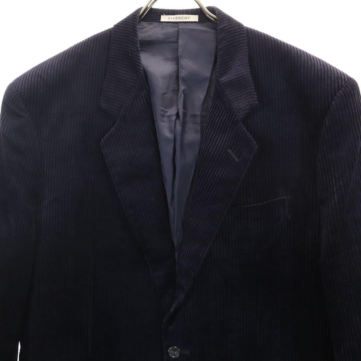 MONSIEUR GIVENCHY ムッシュ ジバンシィ 90s オールド シルクコーデュロイ テーラードジャケット M ネイビー メンズ