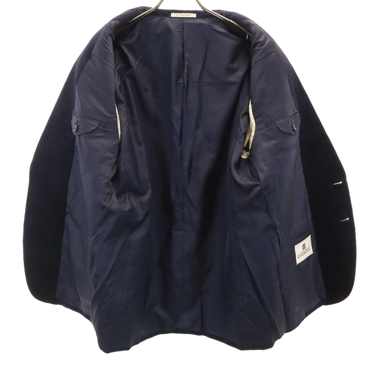 MONSIEUR GIVENCHY ムッシュ ジバンシィ 90s オールド シルクコーデュロイ テーラードジャケット M ネイビー メンズ