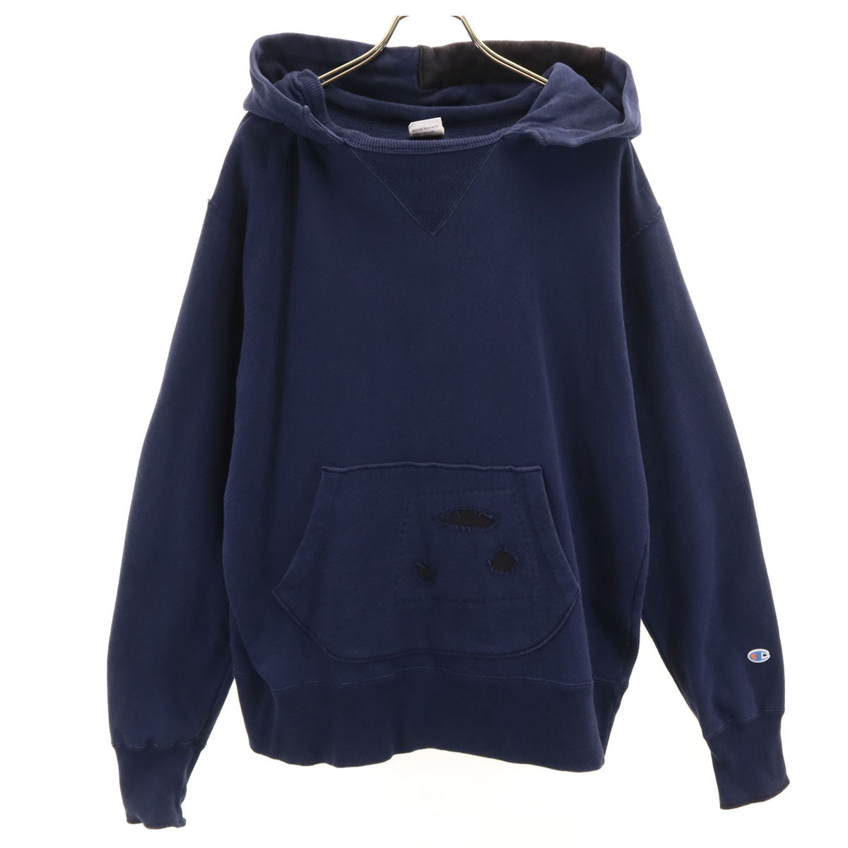 Champion チャンピオン ランタグ 後付け 復刻 長袖 ブロークン スウェットパーカー L ネイビー メンズ