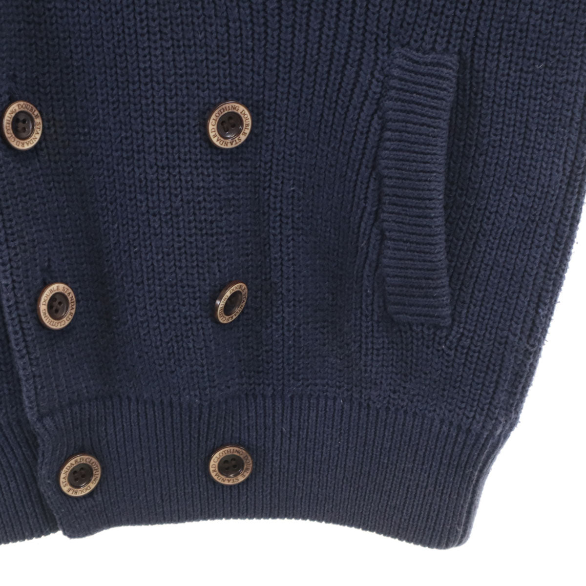 DOUBLE STANDARD CLOTHING ダブルスタンダードクロージング 長袖 ショールカラー ニットカーディガン 46 ネイビー メンズ