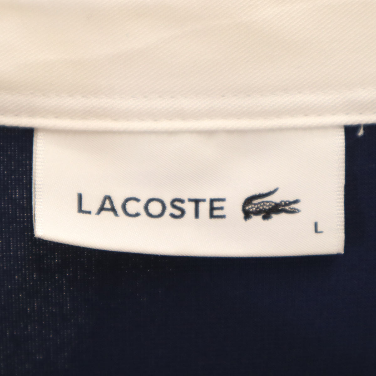 未使用 LACOSTE ラコステ 長袖 ラガー シャツワンピース L ネイビー レディース