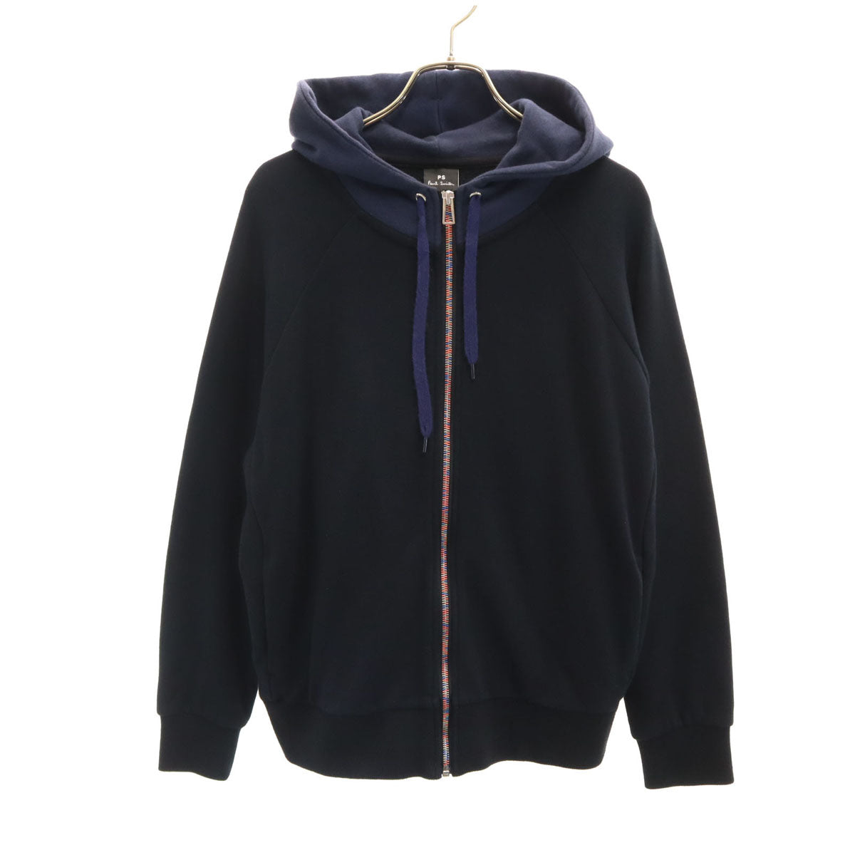 PS Paul Smith ピーエスポールスミス 日本製 長袖 スウェット ジップパーカー XL ブラック レディース