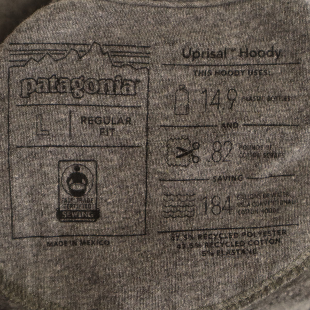 patagonia パタゴニア 長袖 スウェットパーカー L グレー 39539FA18 アウトドア フーディー メンズ