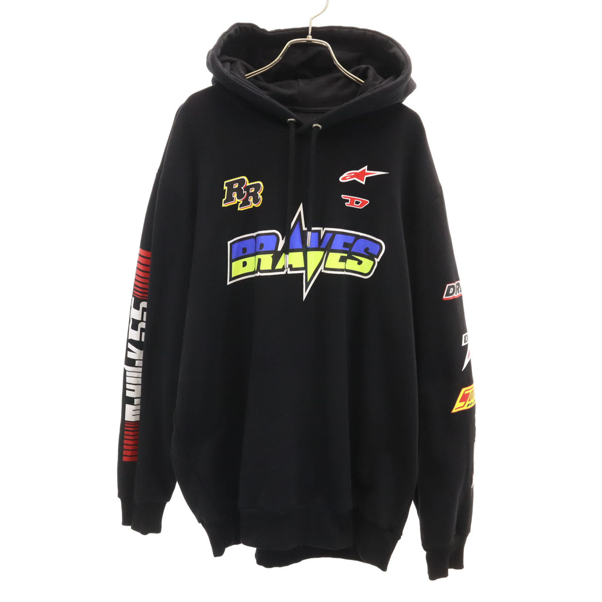 DIESEL ディーゼル ALPINESTARS アルパインスターズ コラボ ブルガリア製 長袖 スウェットパーカー XXL ブラック メンズ