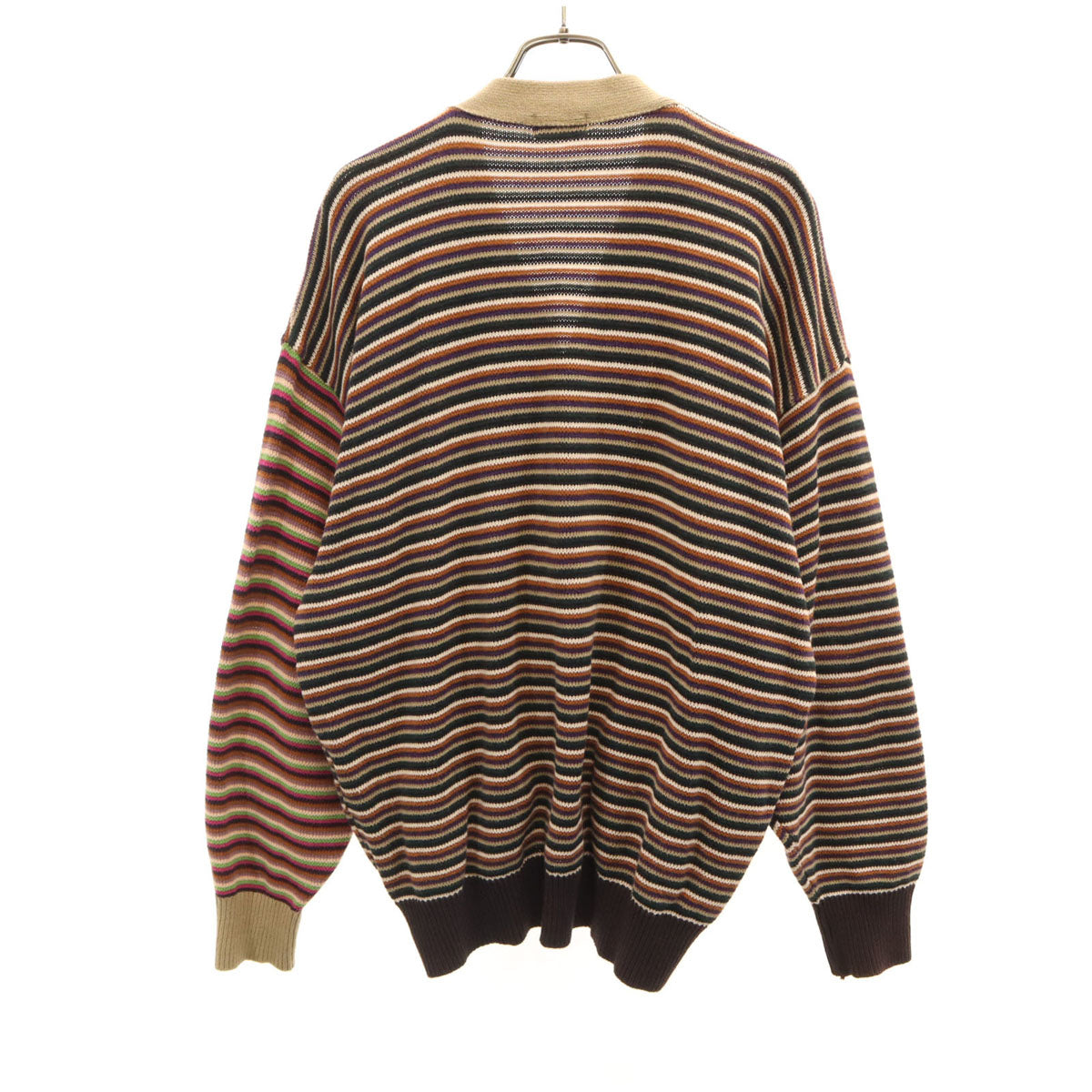 Paul Smith ポールスミス ボーダー柄 長袖 Vネック ニットカーディガン ブラウン メンズ