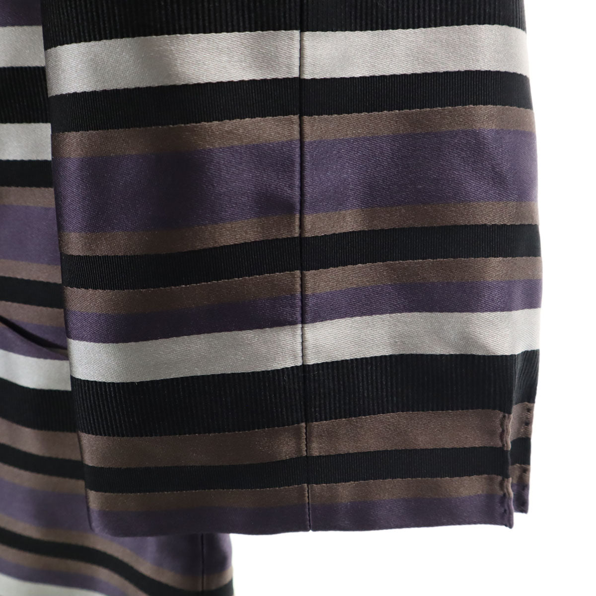 LOUIS VUITTON ルイヴィトン フランス製 シルクブレンド ボーダー柄 5分袖 ブラウス 38 パープル レディース