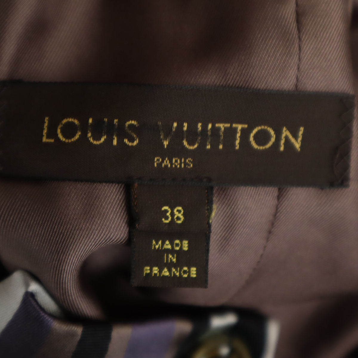 LOUIS VUITTON ルイヴィトン フランス製 シルクブレンド ボーダー柄 5分袖 ブラウス 38 パープル レディース