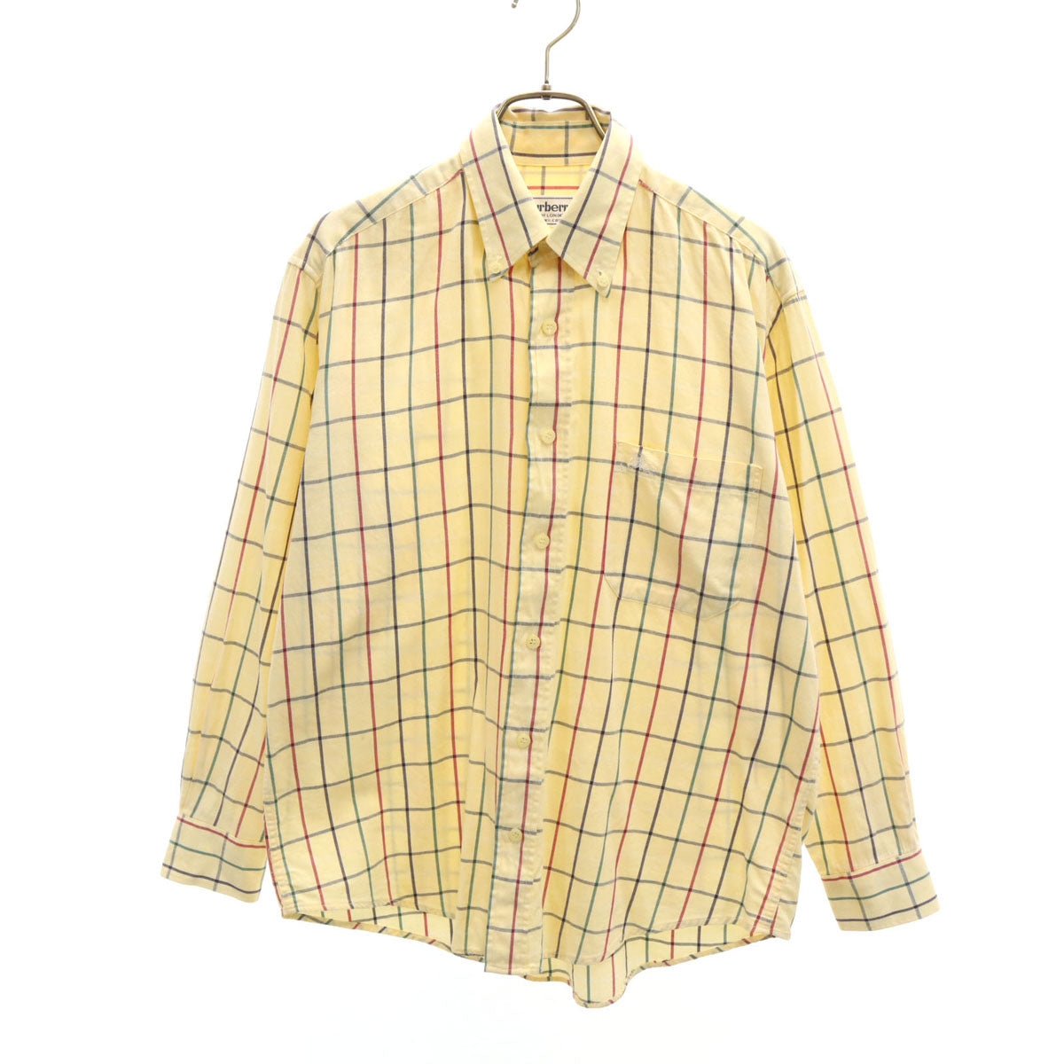 Burberrys of London バーバリーズ オブ ロンドン 90s オールド チェック柄 長袖 ボタンダウンシャツ S クリーム メンズ