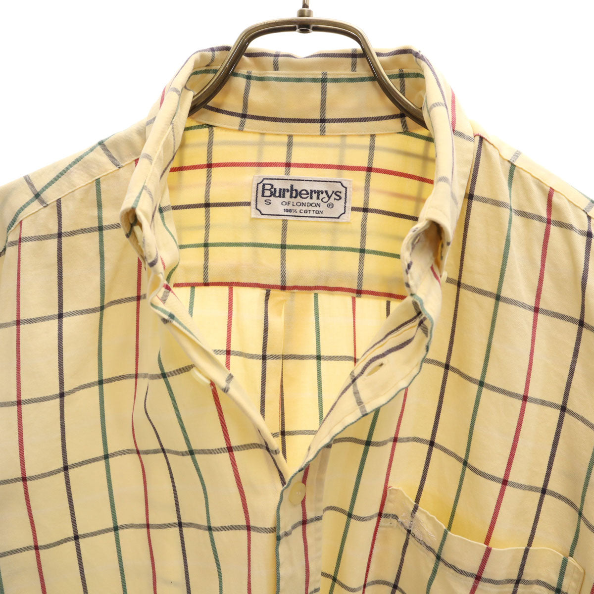 Burberrys of London バーバリーズ オブ ロンドン 90s オールド チェック柄 長袖 ボタンダウンシャツ S クリーム メンズ