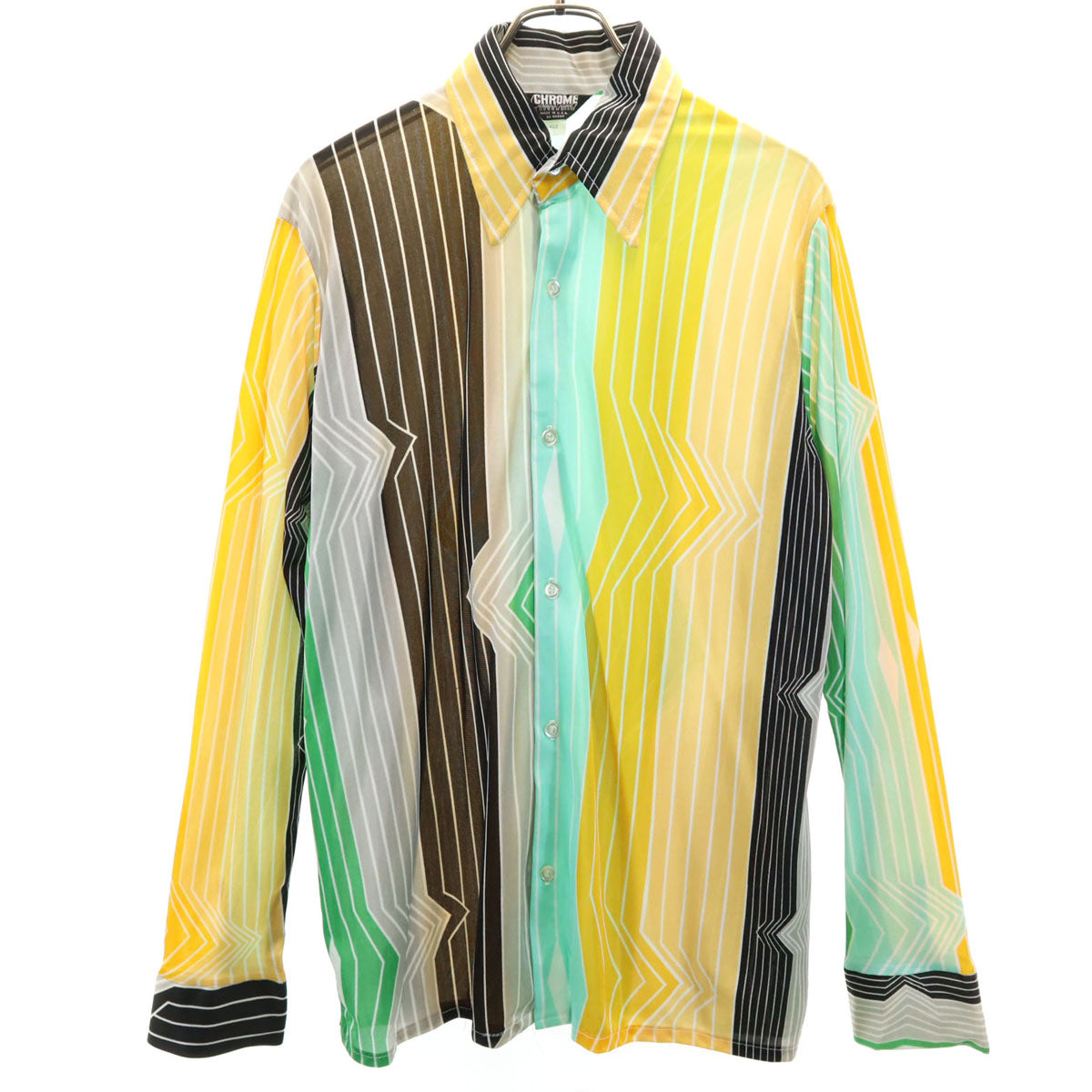 CHROME クローム 70s ヴィンテージ USA製 ストライプ柄 長袖 ボタンダウンシャツ XL メンズ