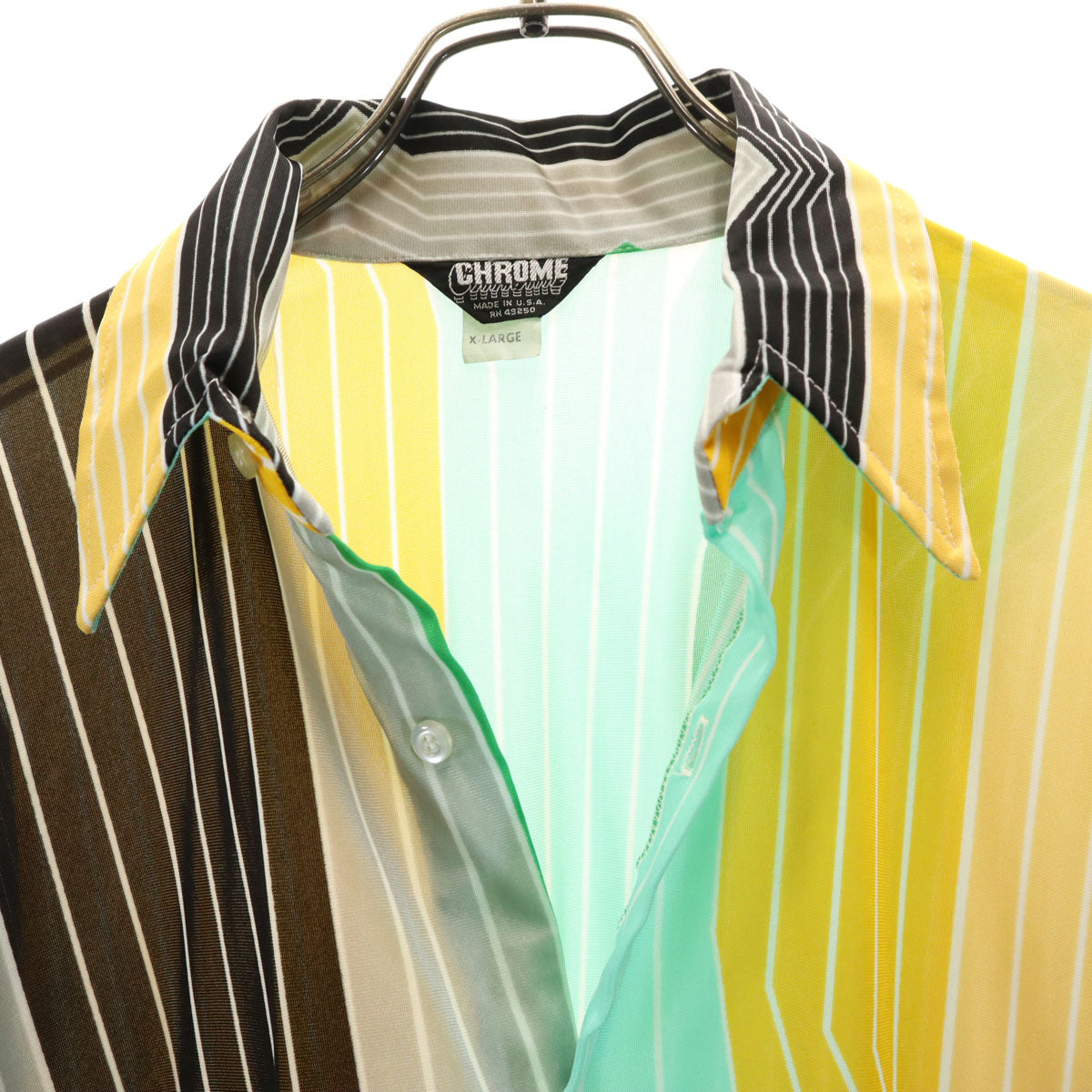 CHROME クローム 70s ヴィンテージ USA製 ストライプ柄 長袖 ボタンダウンシャツ XL メンズ