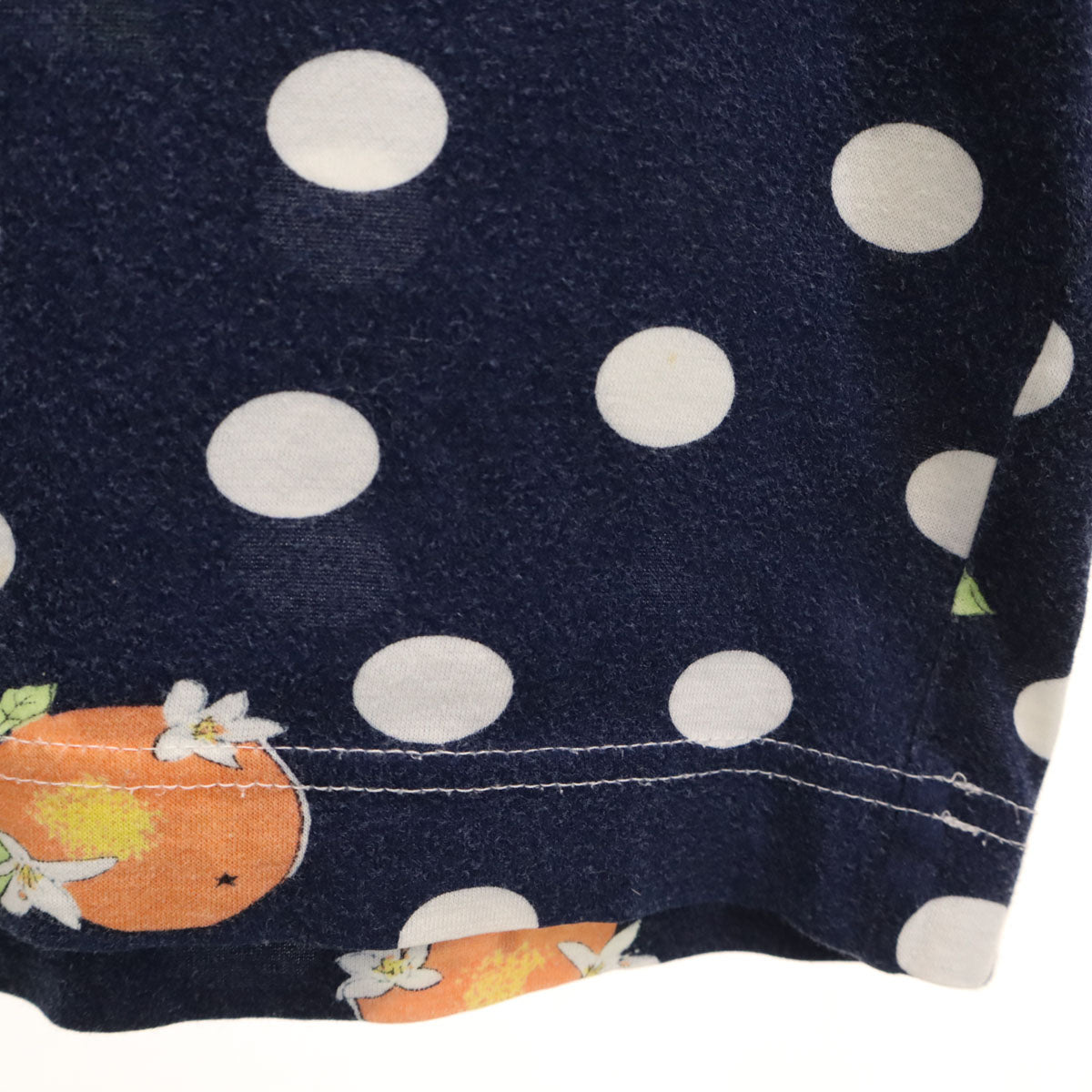 tricot COMME des GARCONS トリココムデギャルソン ドット オレンジ柄 7分袖 ボートネック カットソー S ネイビー レディース
