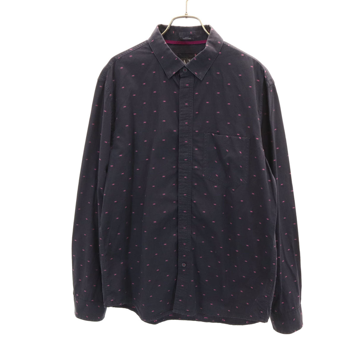 ARMANI EXCHANGE アルマーニエクスチェンジ 総柄 長袖 コットンシャツ L チャコール メンズ