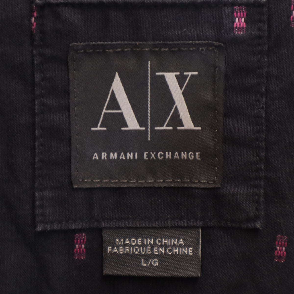 ARMANI EXCHANGE アルマーニエクスチェンジ 総柄 長袖 コットンシャツ L チャコール メンズ