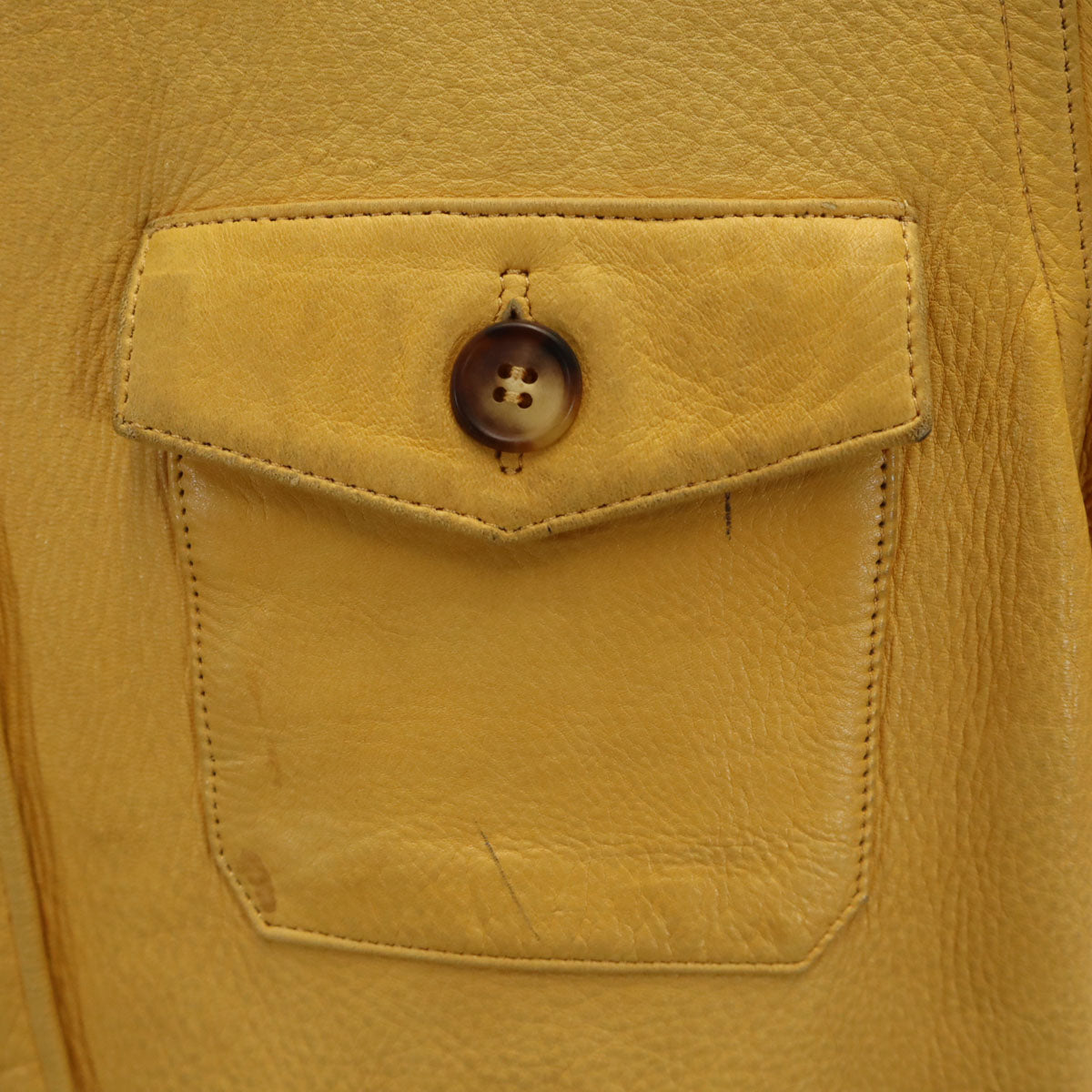 A.P.C. アーペーセー フランス製 長袖 ディアスキン レザー シャツ M イエロー レディース