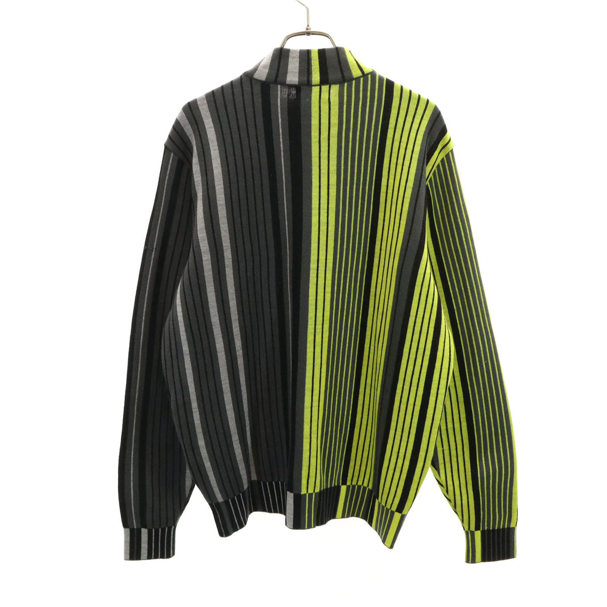 LANVIN SPORT ランバン スポーツ 日本製 ウールブレンド ストライプ柄 ジップ ニットジャケット 40 グレー メンズ