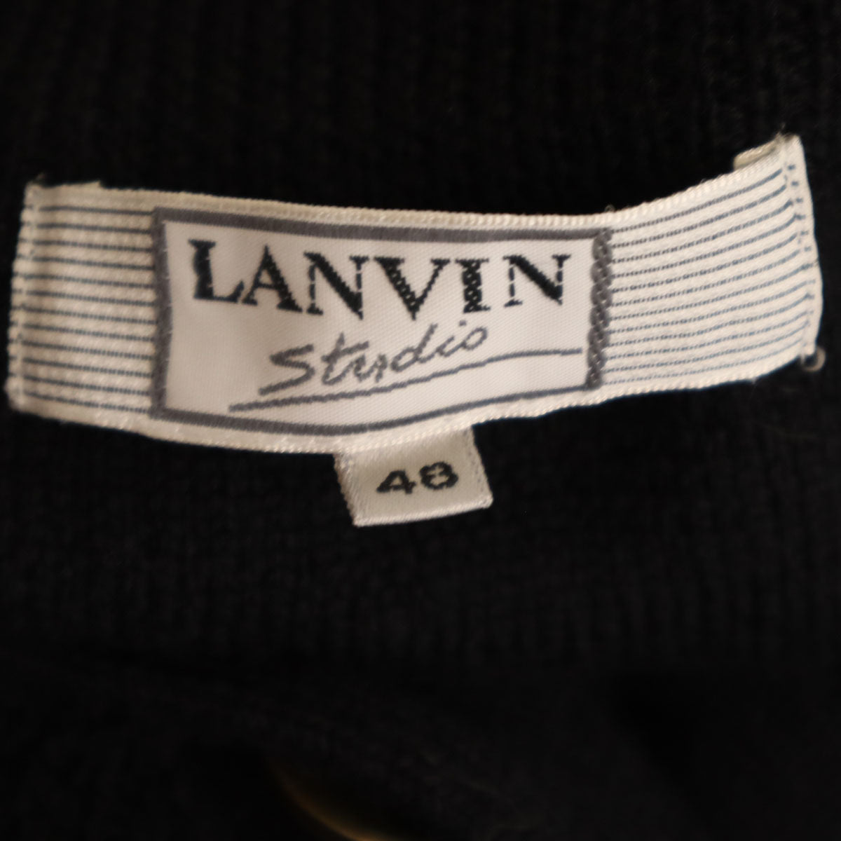 LANVIN ランバン 80s 90s ウール オールド 長袖 ニットカーディガン 48 ブラック STUDIO レディース